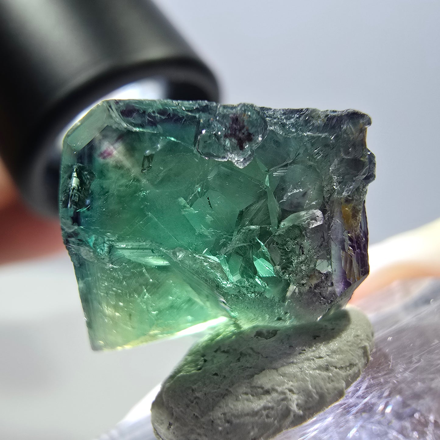 Phantom Fluorit Würfel Stufe, parkettiert grün lila Okorusu, Namibia 14*13*13mm