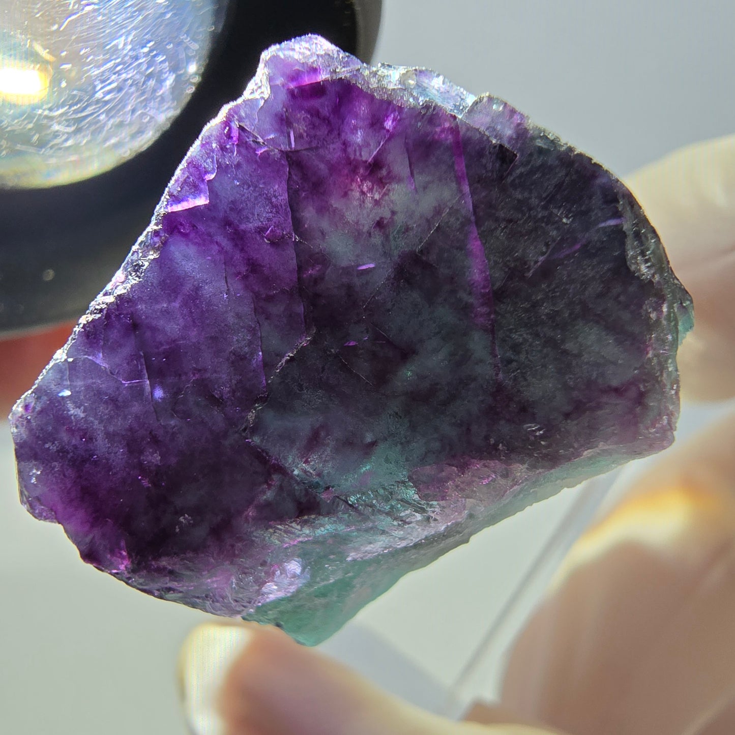 Phantom Fluorit Würfel Stufe, parkettiert grün lila Okorusu, Namibia 22*21*20mm