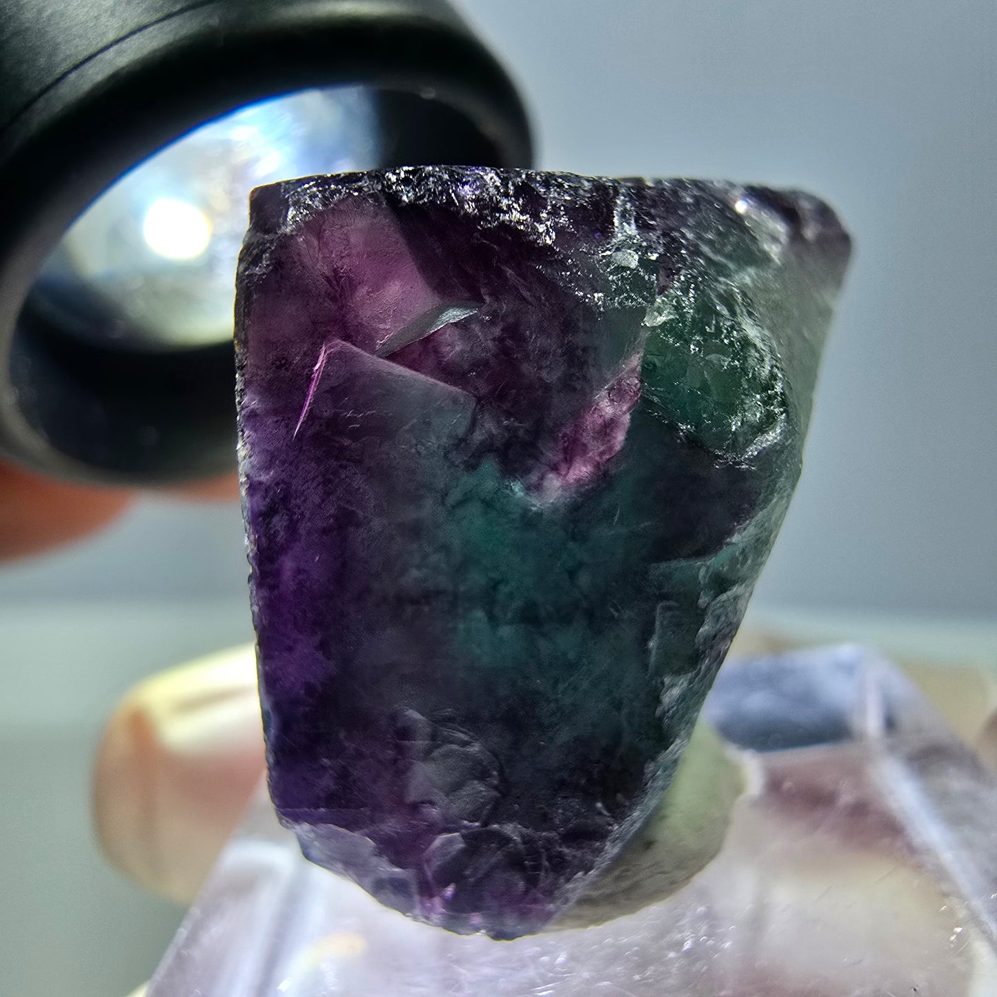 Phantom Fluorit Würfel Stufe, parkettiert grün lila Okorusu, Namibia 22*21*20mm