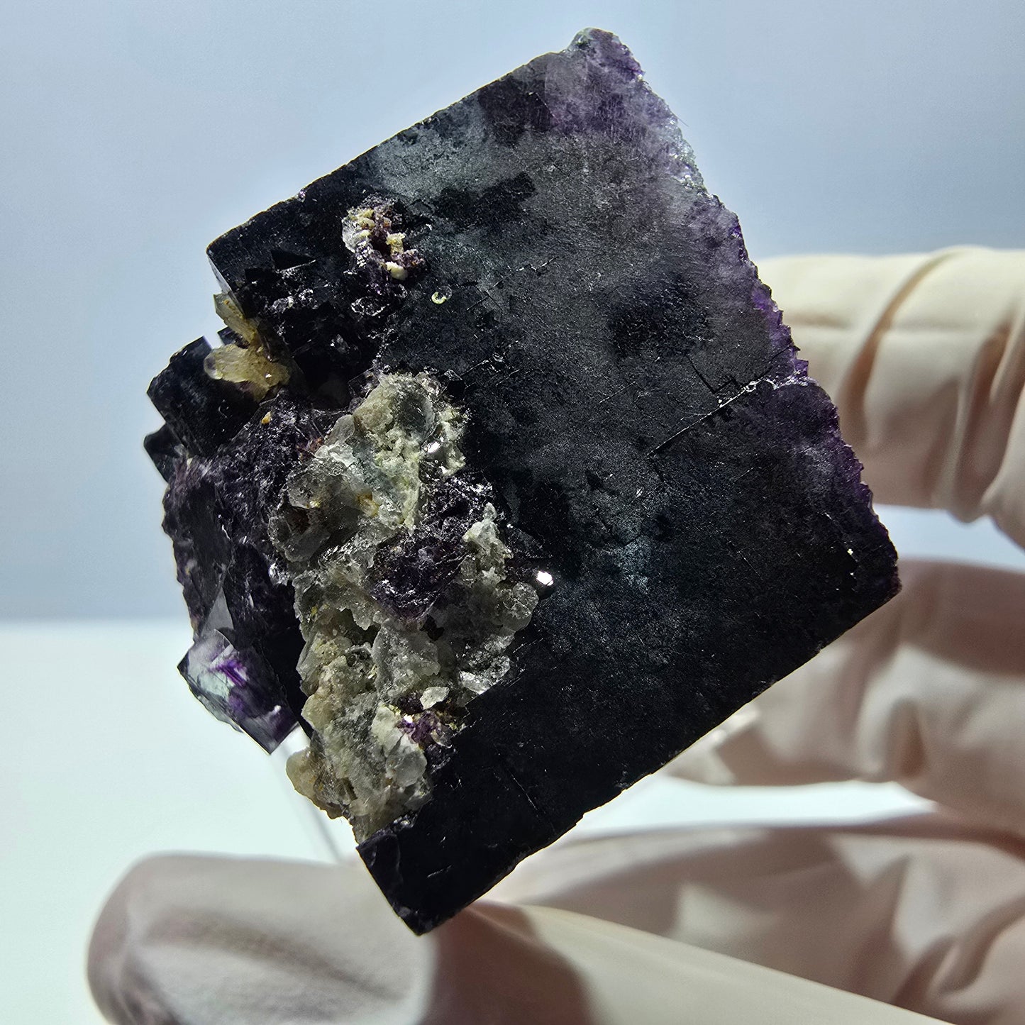Phantom Fluorit Würfel, Quarz Stufe, lila Okorusu, Namibia 33*27*26mm