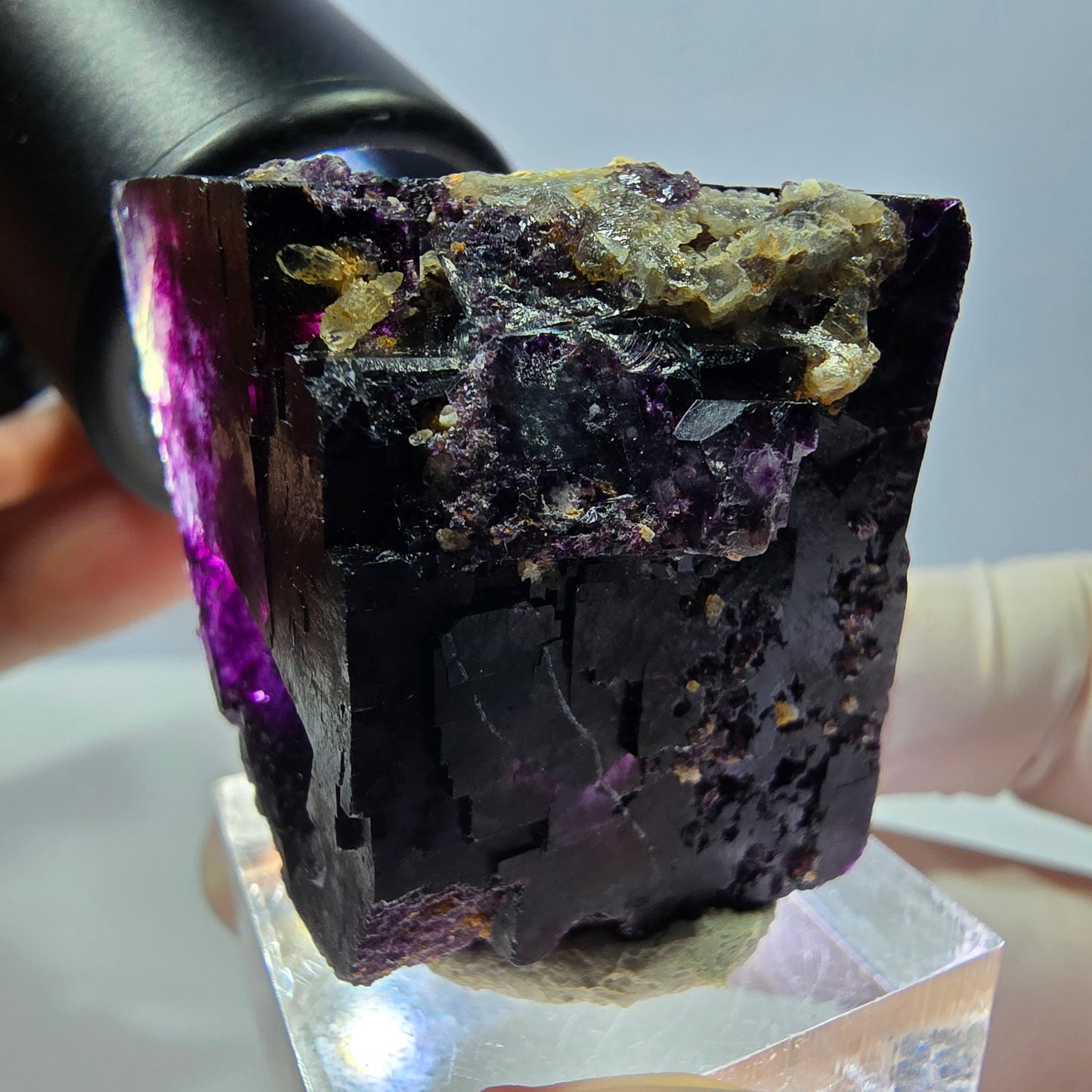 Phantom Fluorit Würfel, Quarz Stufe, lila Okorusu, Namibia 33*27*26mm
