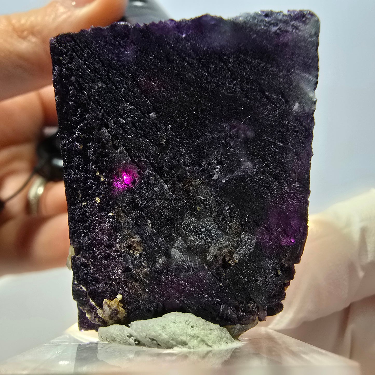 Phantom Fluorit Würfel, Quarz Stufe, lila Okorusu, Namibia 33*27*26mm