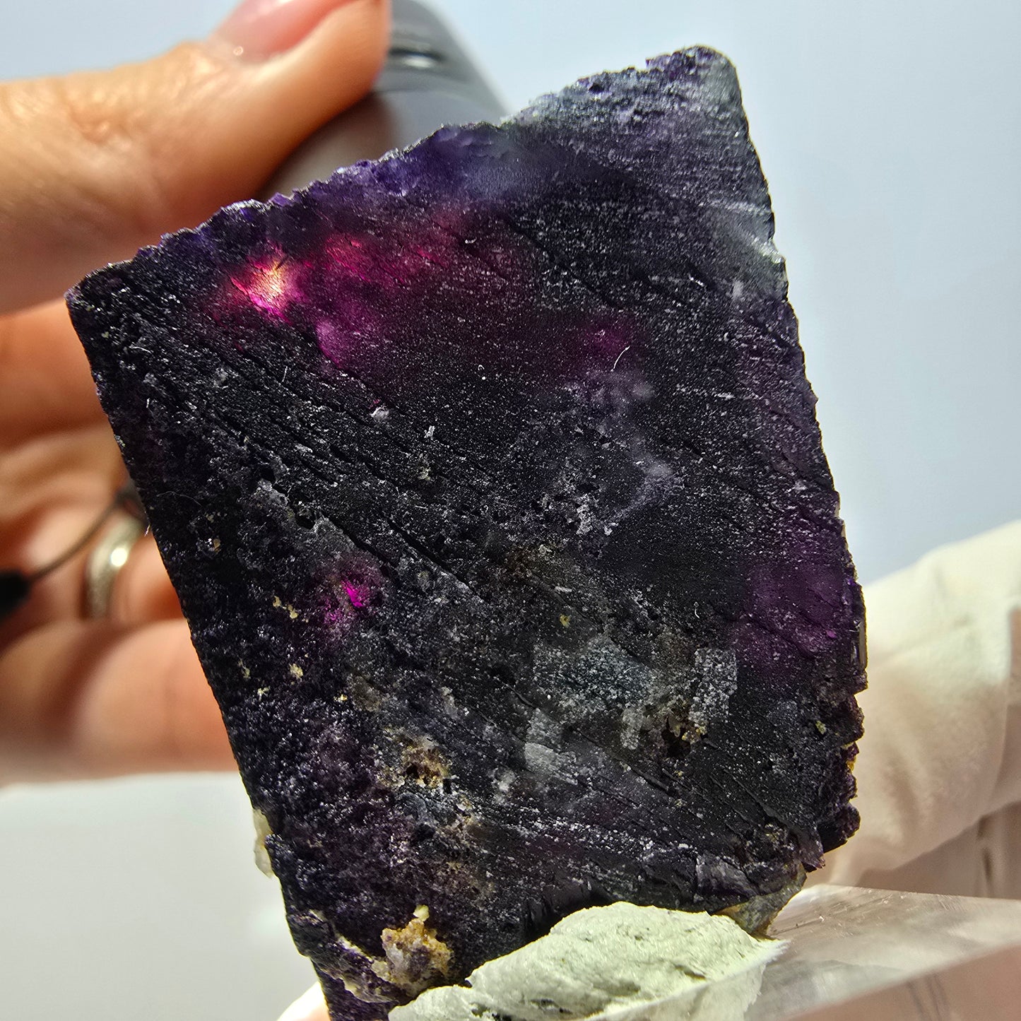 Phantom Fluorit Würfel, Quarz Stufe, lila Okorusu, Namibia 33*27*26mm