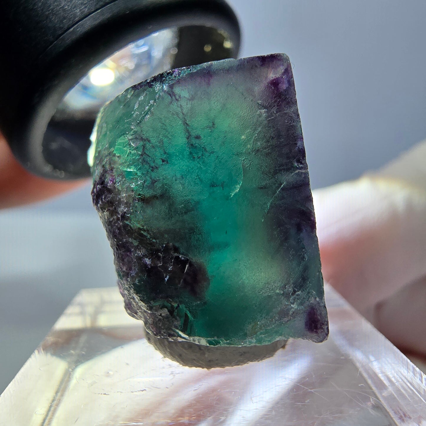 Phantom Fluorit Würfel Stufe, parkettiert grün lila Okorusu, Namibia 21*19*18mm