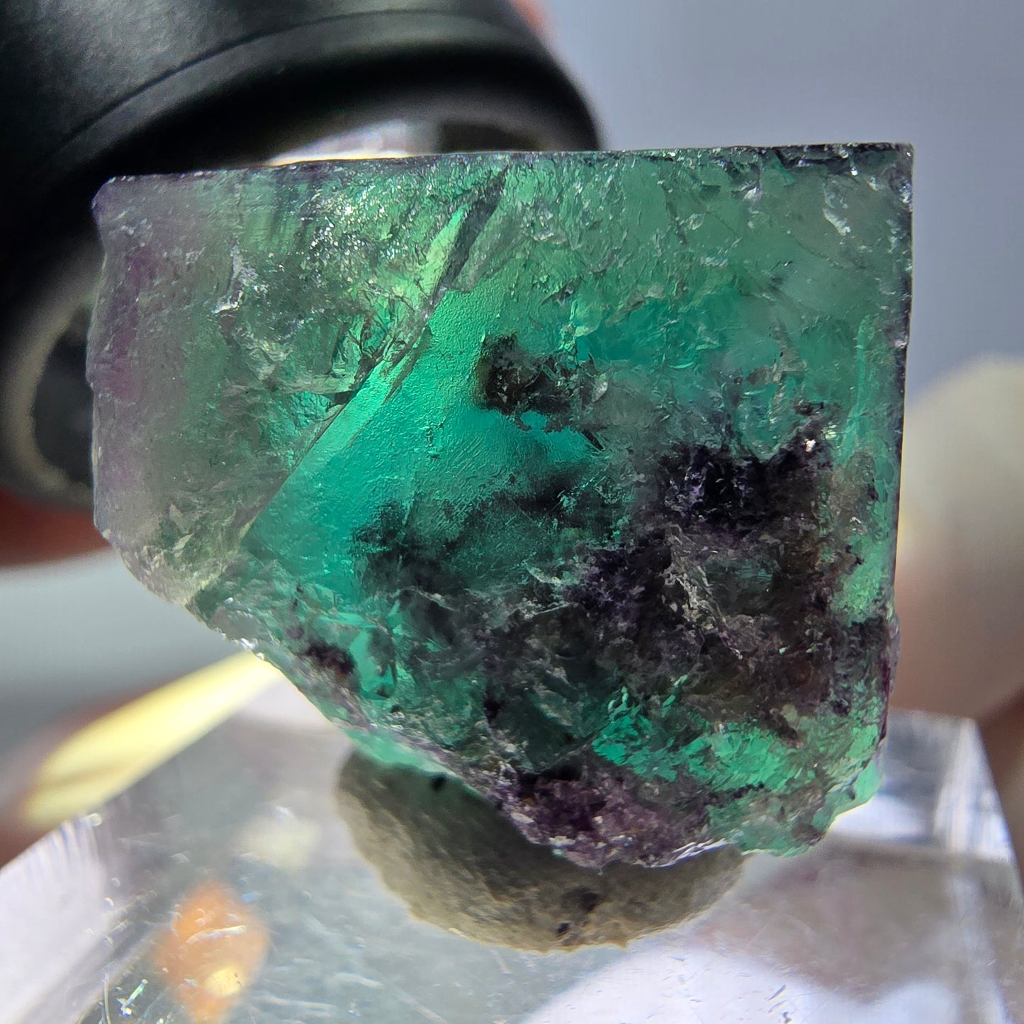 Phantom Fluorit Würfel Stufe, parkettiert grün lila Okorusu, Namibia 21*19*18mm