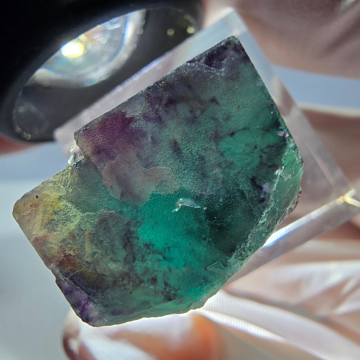 Phantom Fluorit Würfel Stufe, parkettiert grün lila Okorusu, Namibia 21*19*18mm