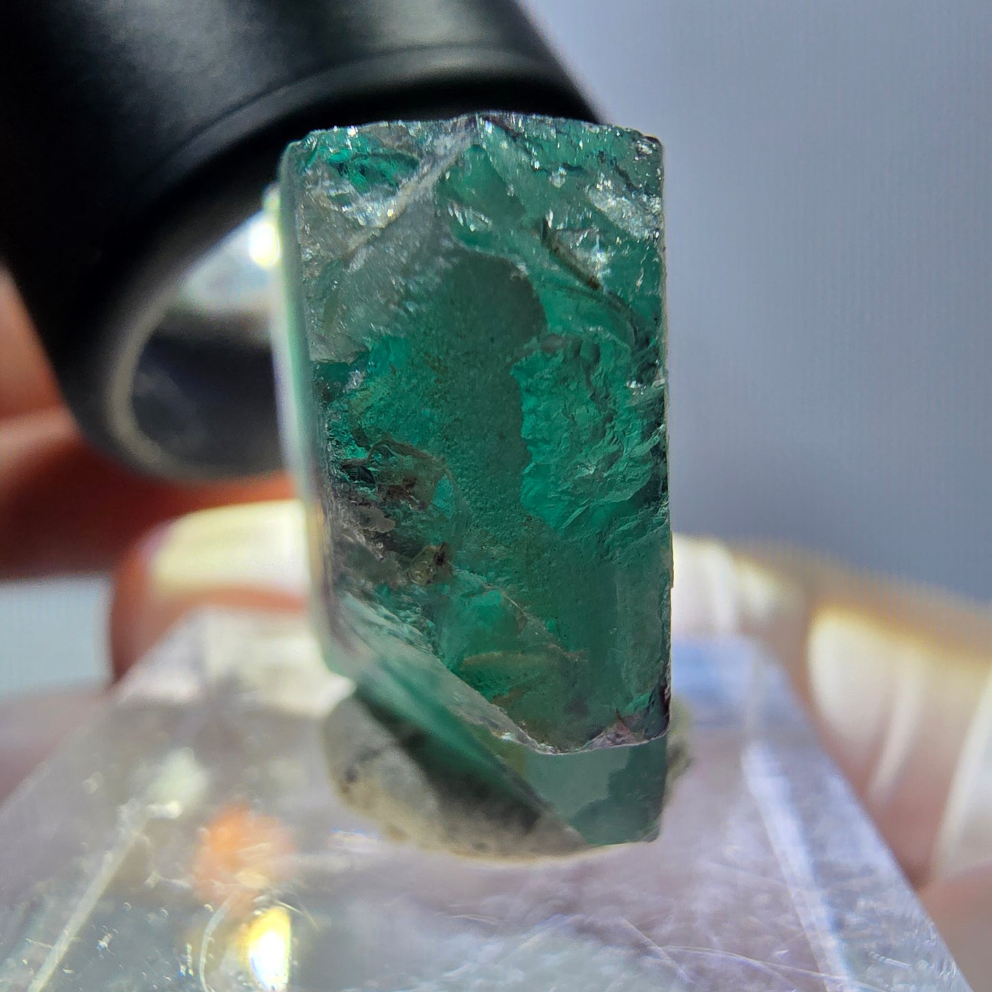 Phantom Fluorit Würfel Stufe, grün lila Okorusu, Namibia 25*21*16mm
