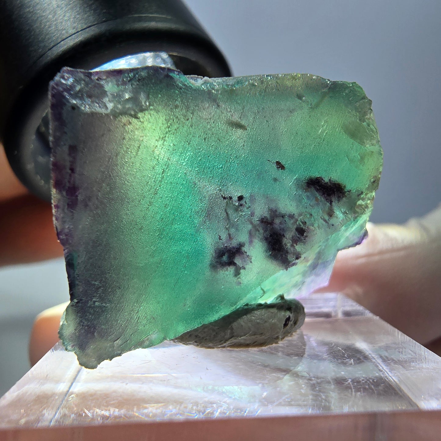 Phantom Fluorit Würfel Stufe, grün lila Okorusu, Namibia 25*21*16mm