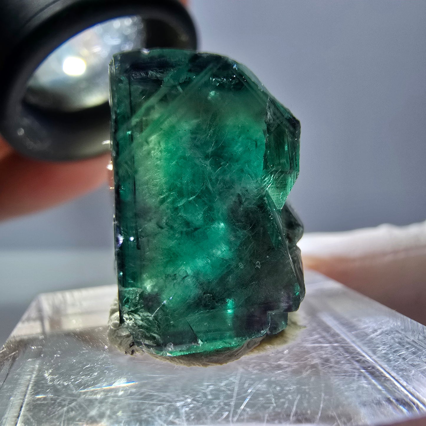Phantom Fluorit Würfel Stufe, parkettiert grün lila Okorusu, Namibia 18*17*14mm