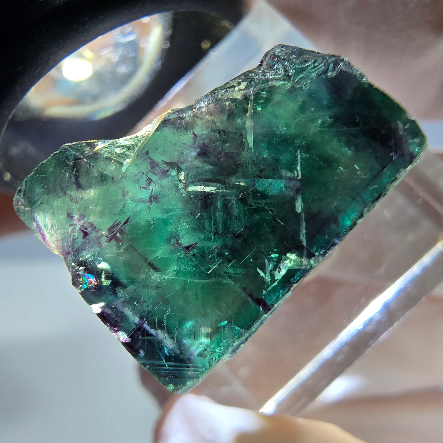 Phantom Fluorit Würfel Stufe, parkettiert grün lila Okorusu, Namibia 18*17*14mm