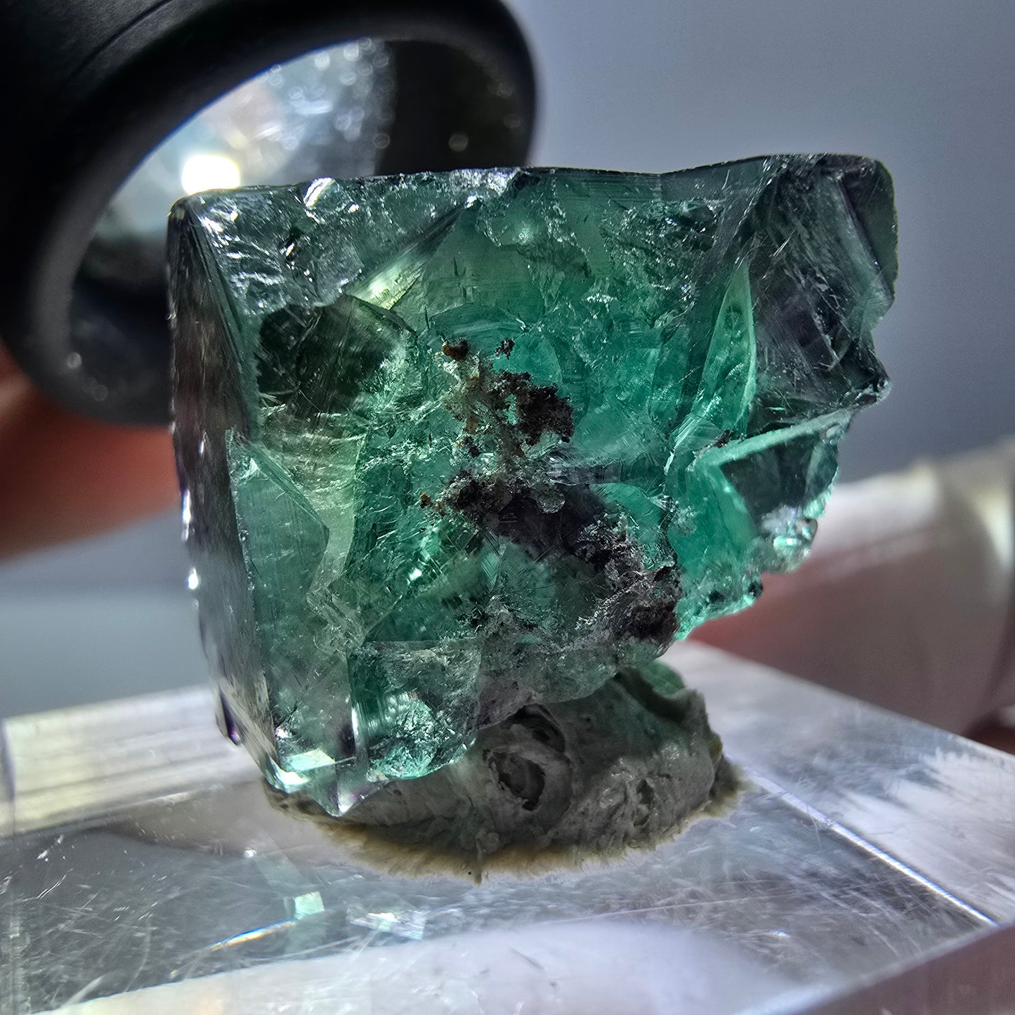 Phantom Fluorit Würfel Stufe, parkettiert grün lila Okorusu, Namibia 18*17*14mm