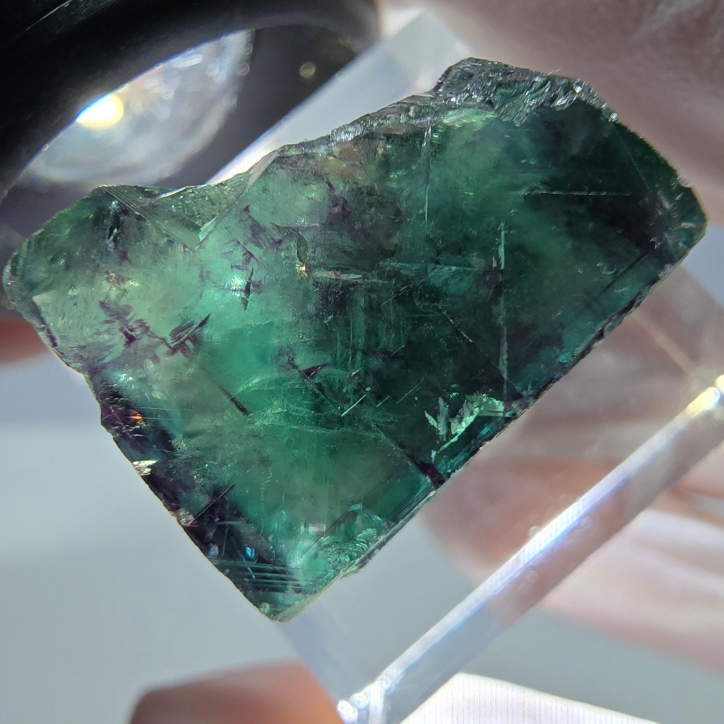 Phantom Fluorit Würfel Stufe, parkettiert grün lila Okorusu, Namibia 18*17*14mm