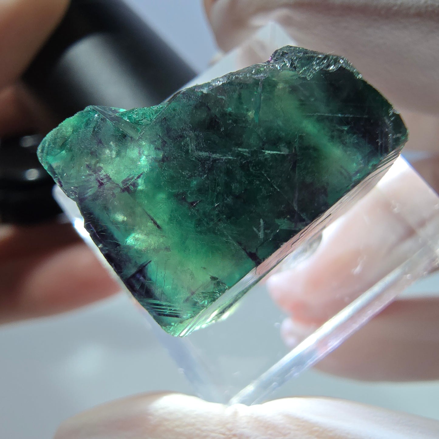 Phantom Fluorit Würfel Stufe, parkettiert grün lila Okorusu, Namibia 18*17*14mm
