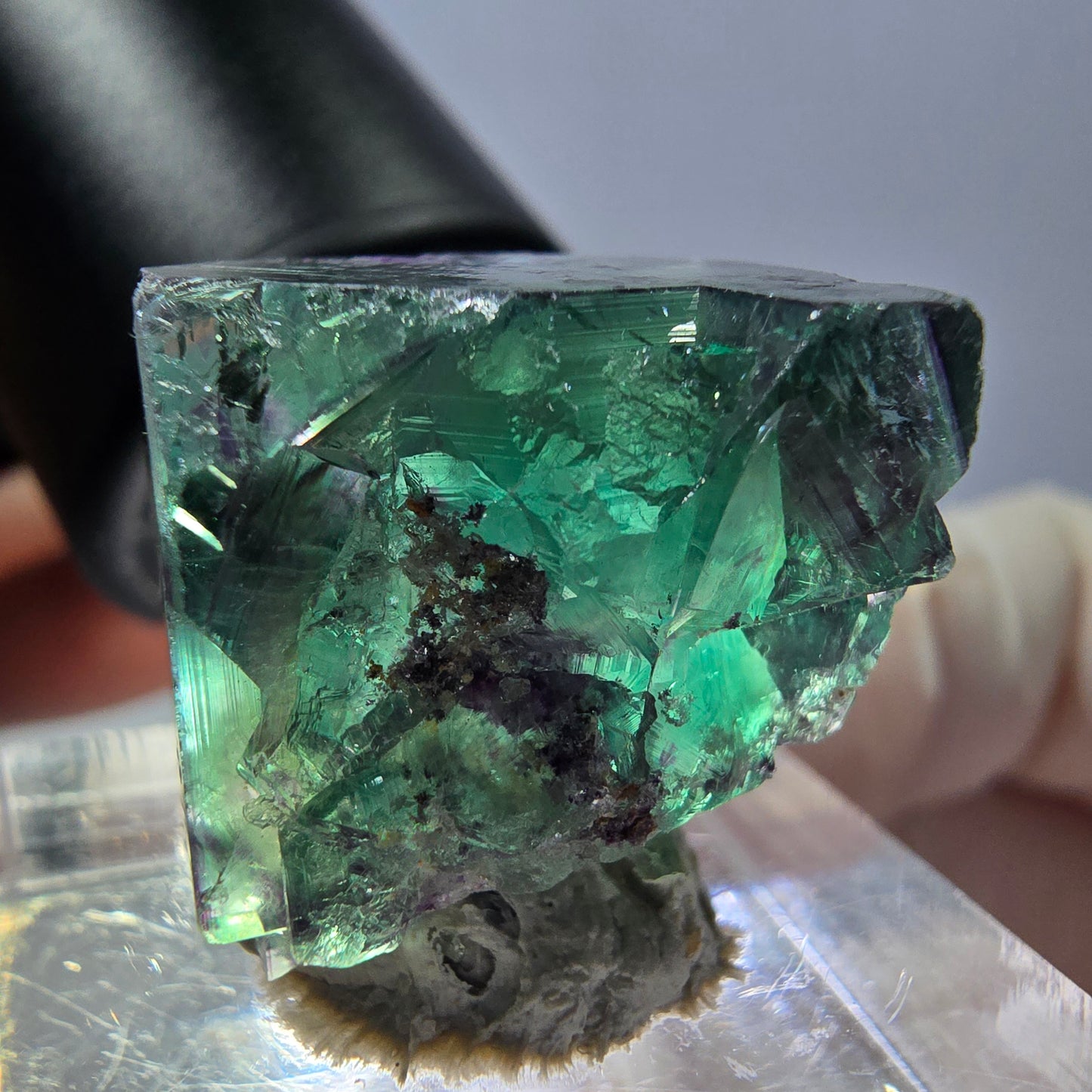 Phantom Fluorit Würfel Stufe, parkettiert grün lila Okorusu, Namibia 18*17*14mm