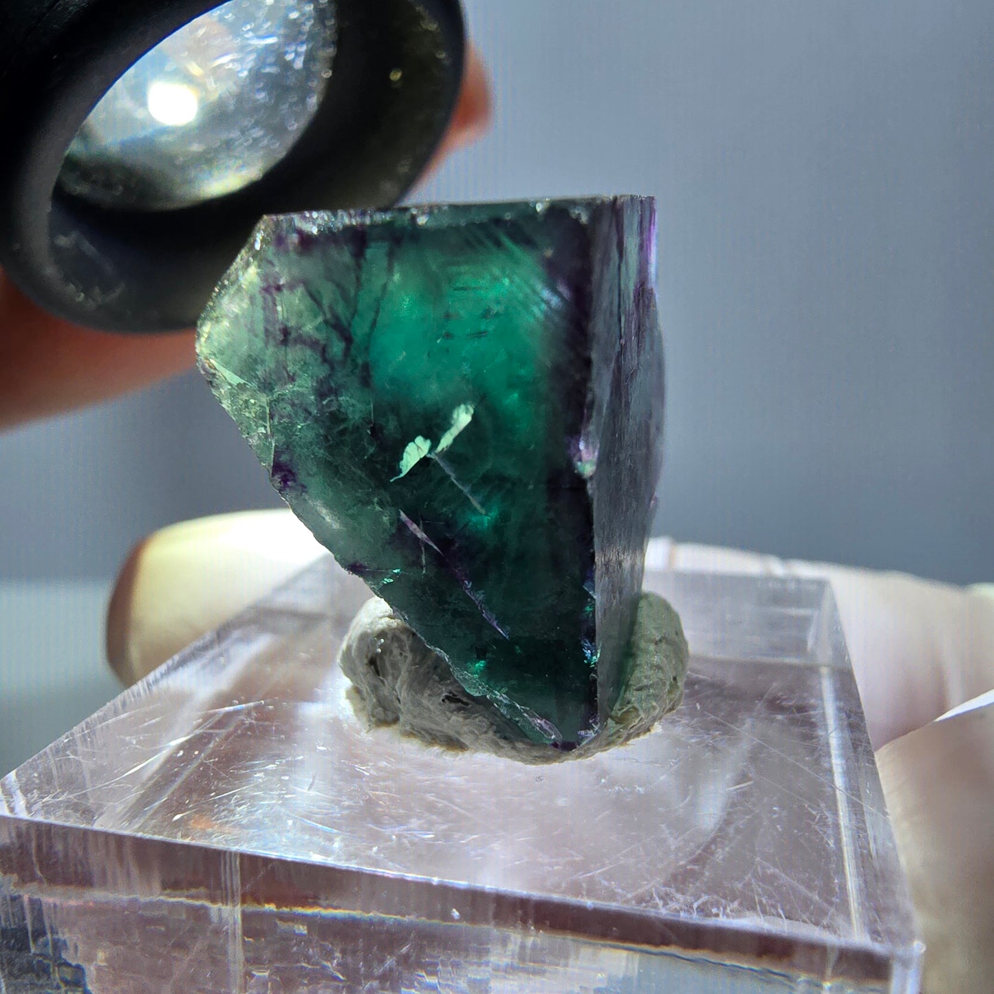 Phantom Fluorit Würfel Stufe, parkettiert grün lila Okorusu, Namibia 21*18*15mm