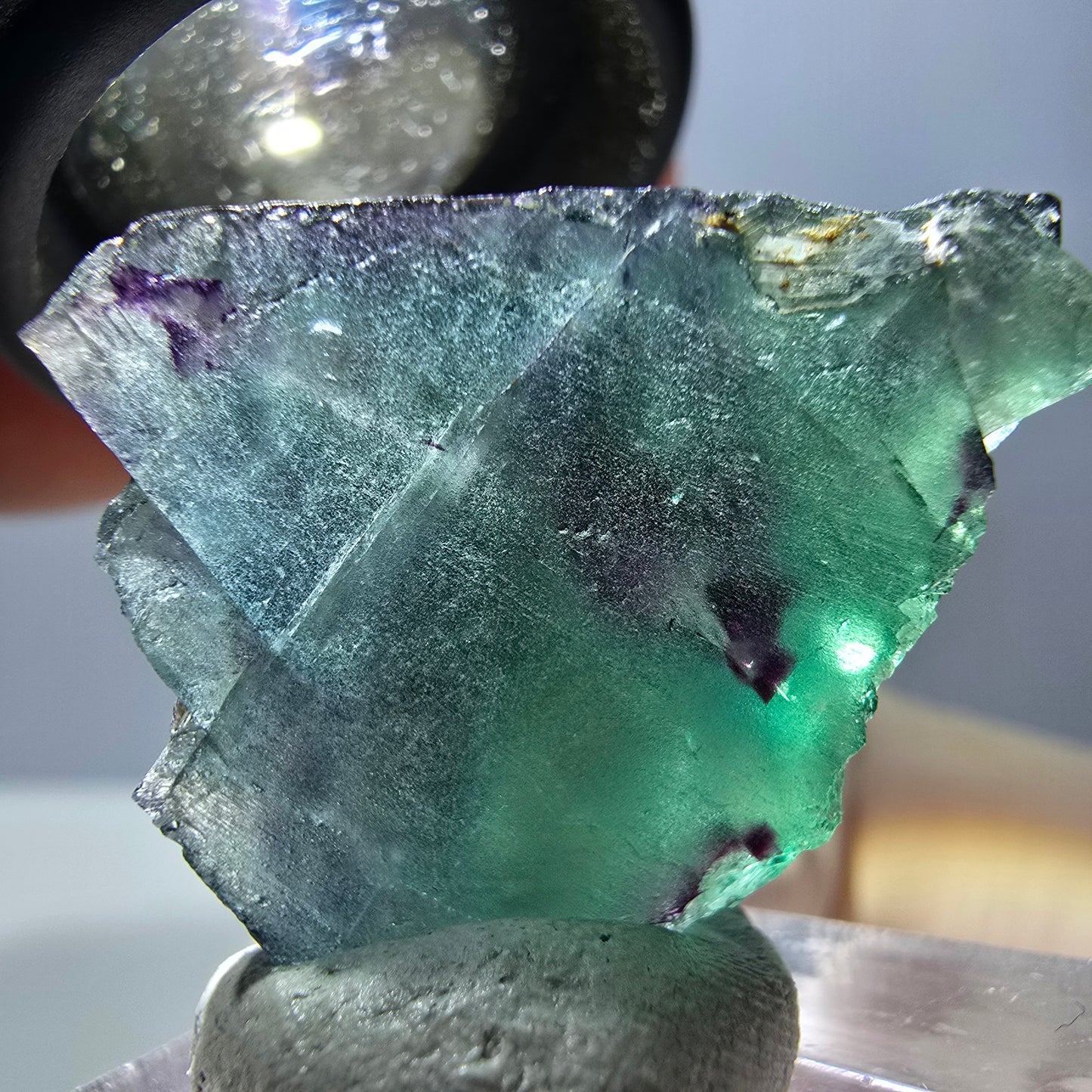Phantom Fluorit Würfel Stufe, parkettiert grün lila Okorusu, Namibia 22*21*20mm