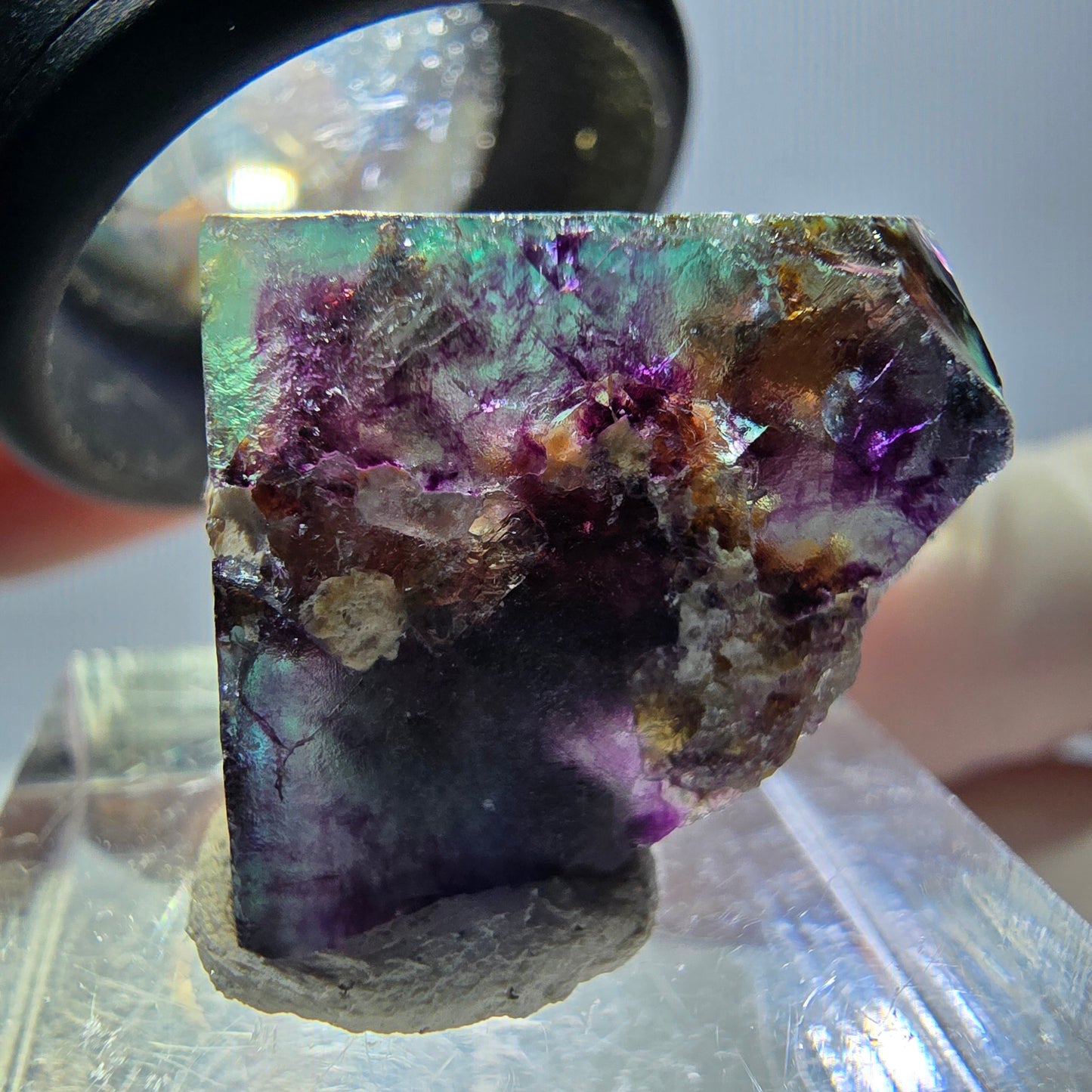Phantom Fluorit Würfel Stufe, parkettiert grün lila Okorusu, Namibia 20*17*17mm