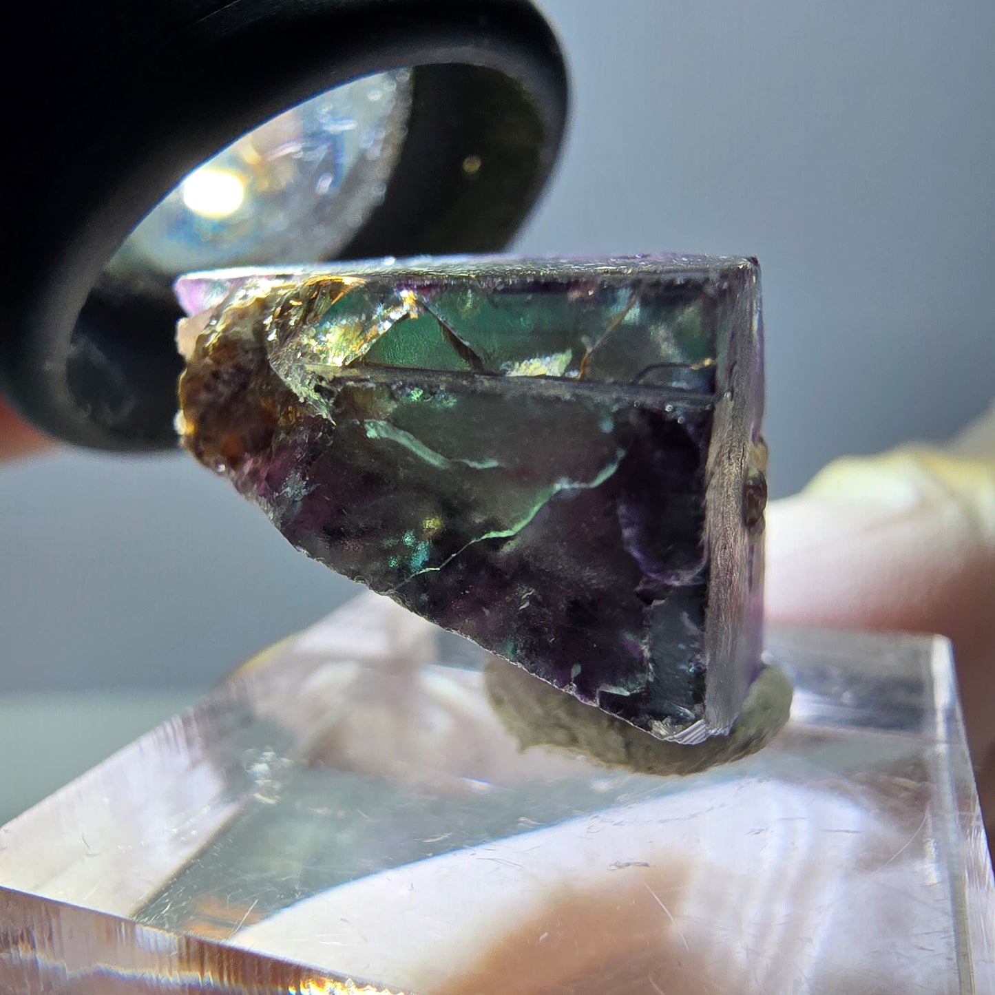 Phantom Fluorit Würfel Stufe, parkettiert grün lila Okorusu, Namibia 20*17*17mm