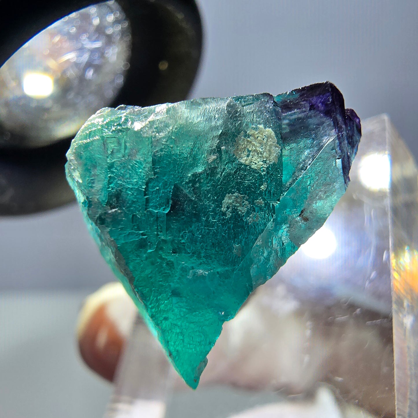 Phantom Fluorit Würfel Stufe, parkettiert grün lila Okorusu, Namibia 27*19*15mm