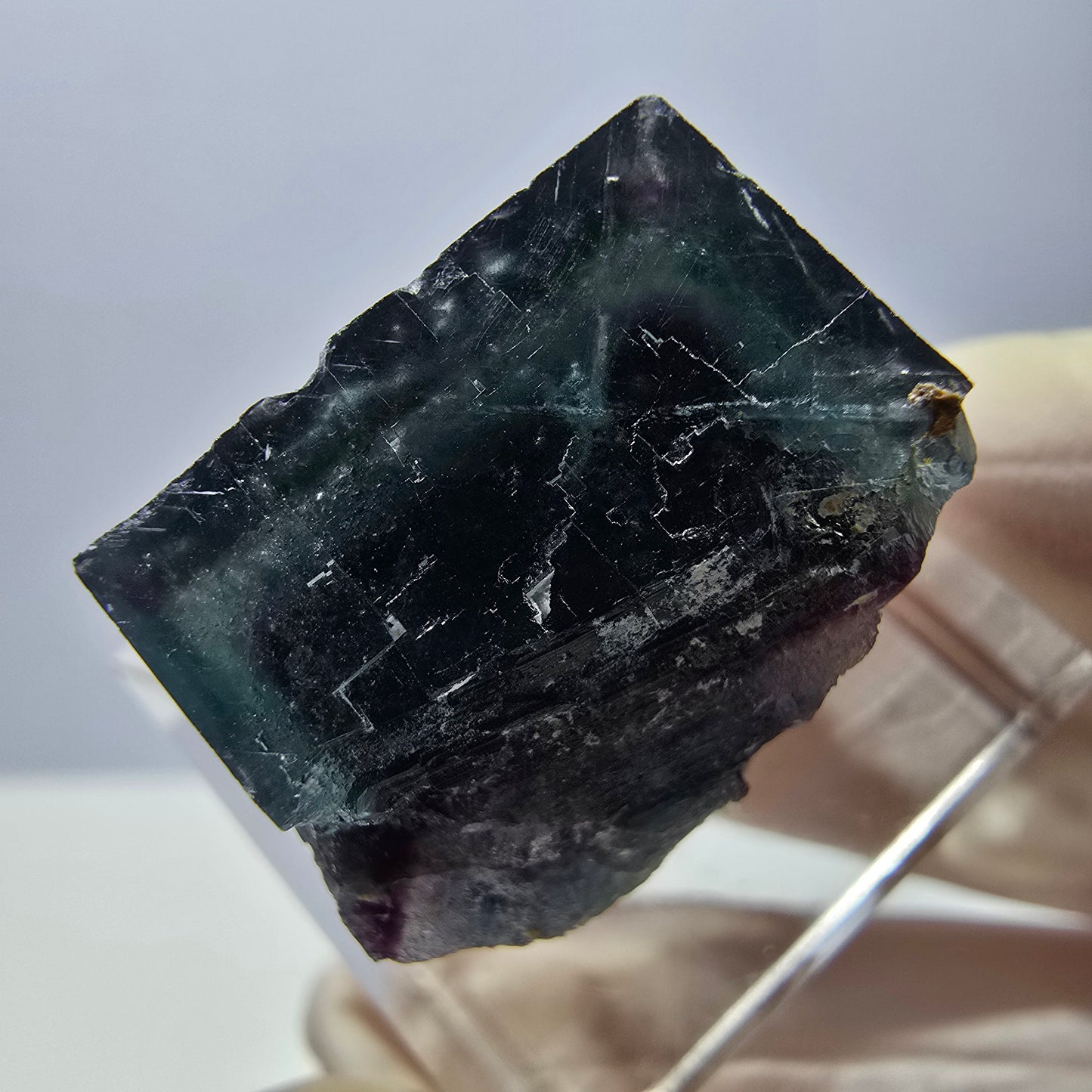 Phantom Fluorit Würfel Stufe, parkettiert grün lila Okorusu, Namibia 20*20*15mm