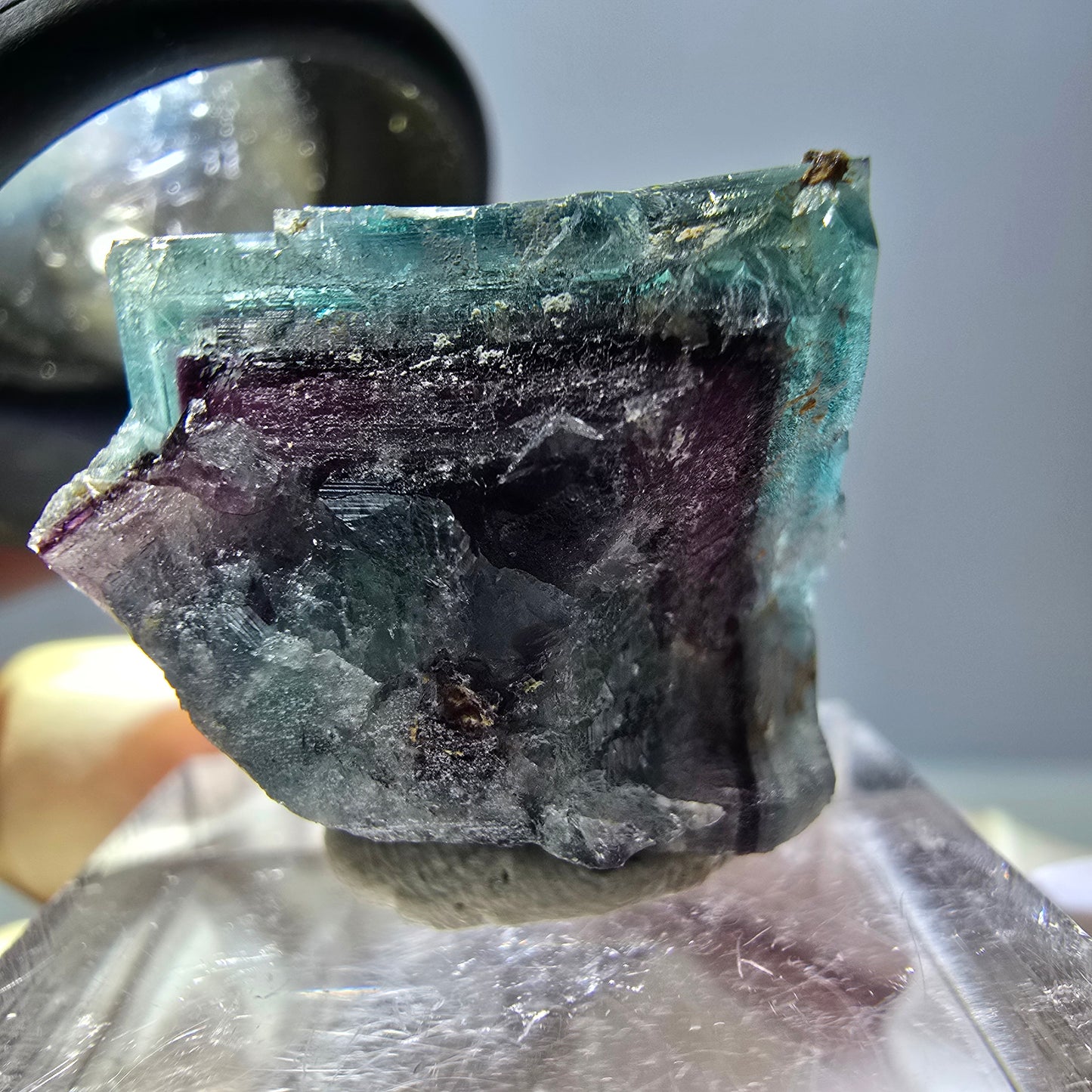 Phantom Fluorit Würfel Stufe, parkettiert grün lila Okorusu, Namibia 20*20*15mm