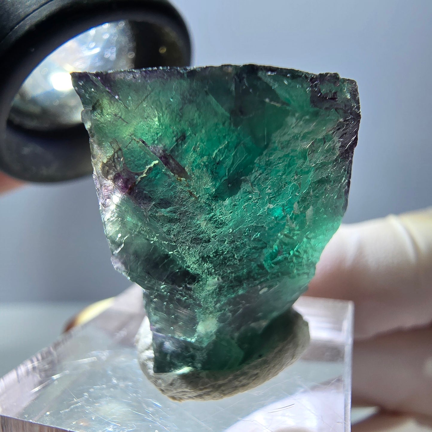 Phantom Fluorit Würfel Stufe, parkettiert grün lila Okorusu, Namibia 25*23*18mm