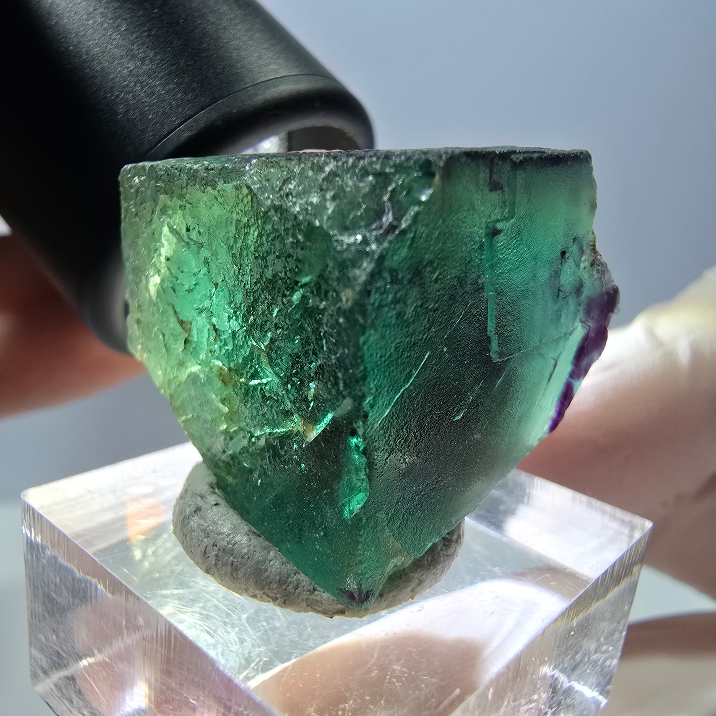 Phantom Fluorit Würfel Stufe, parkettiert grün lila Okorusu, Namibia 25*25*21mm