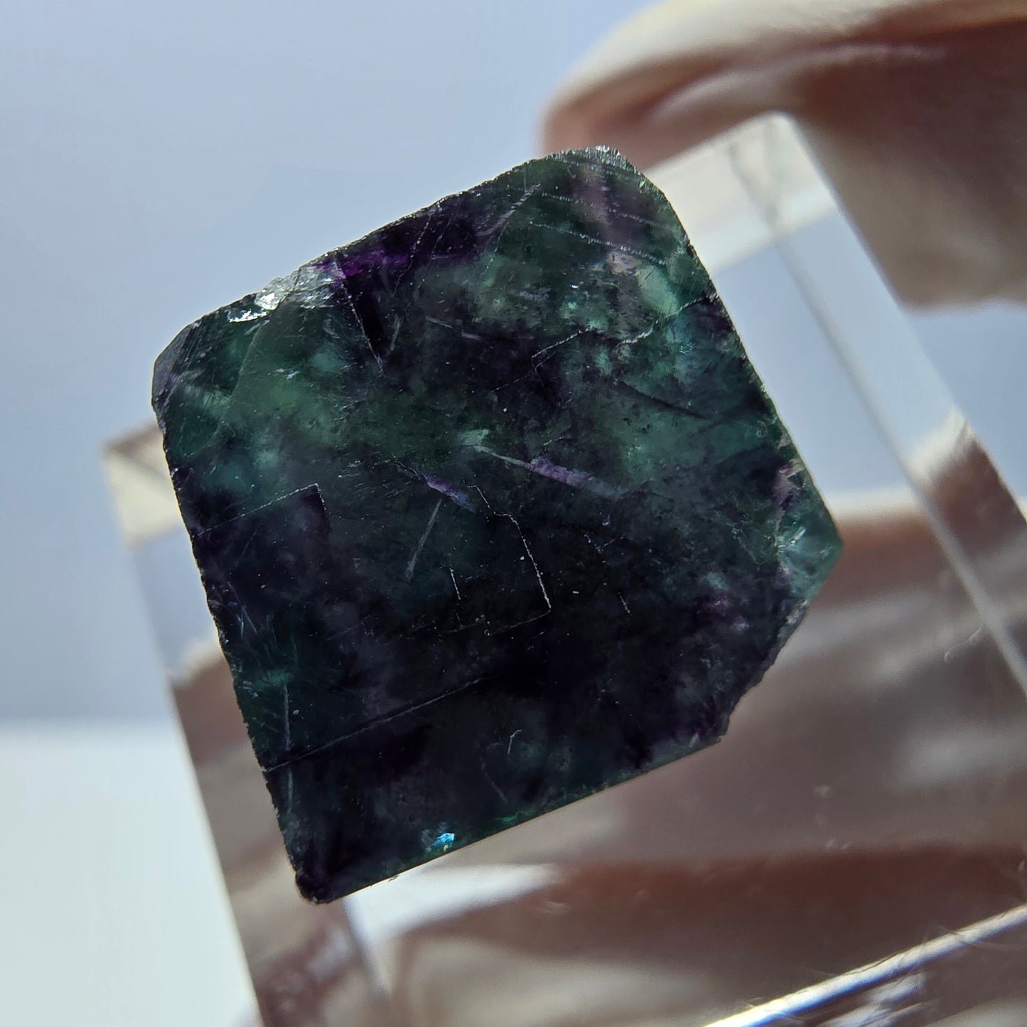 Phantom Fluorit Würfel Stufe, parkettiert grün lila Okorusu, Namibia 14*13*12mm