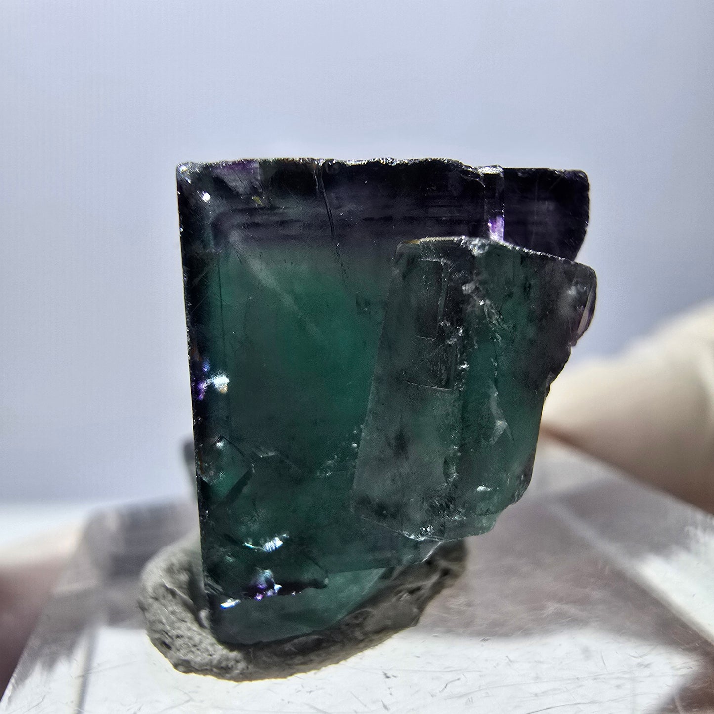 Phantom Fluorit Würfel Stufe, parkettiert grün lila Okorusu, Namibia 20*16*15mm