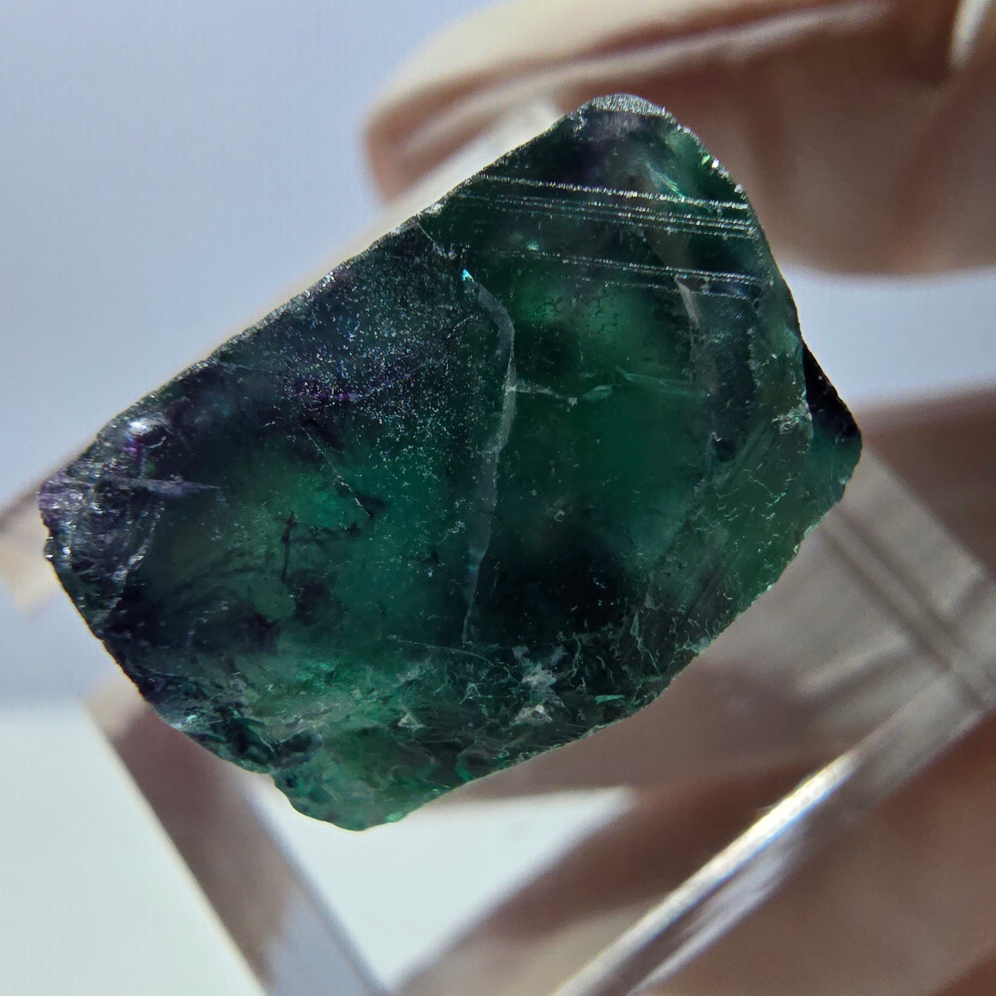 Phantom Fluorit Würfel Stufe, parkettiert grün lila Okorusu, Namibia 17*17*11mm