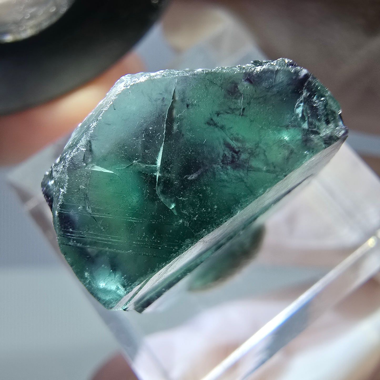 Phantom Fluorit Würfel Stufe, parkettiert grün lila Okorusu, Namibia 17*17*11mm