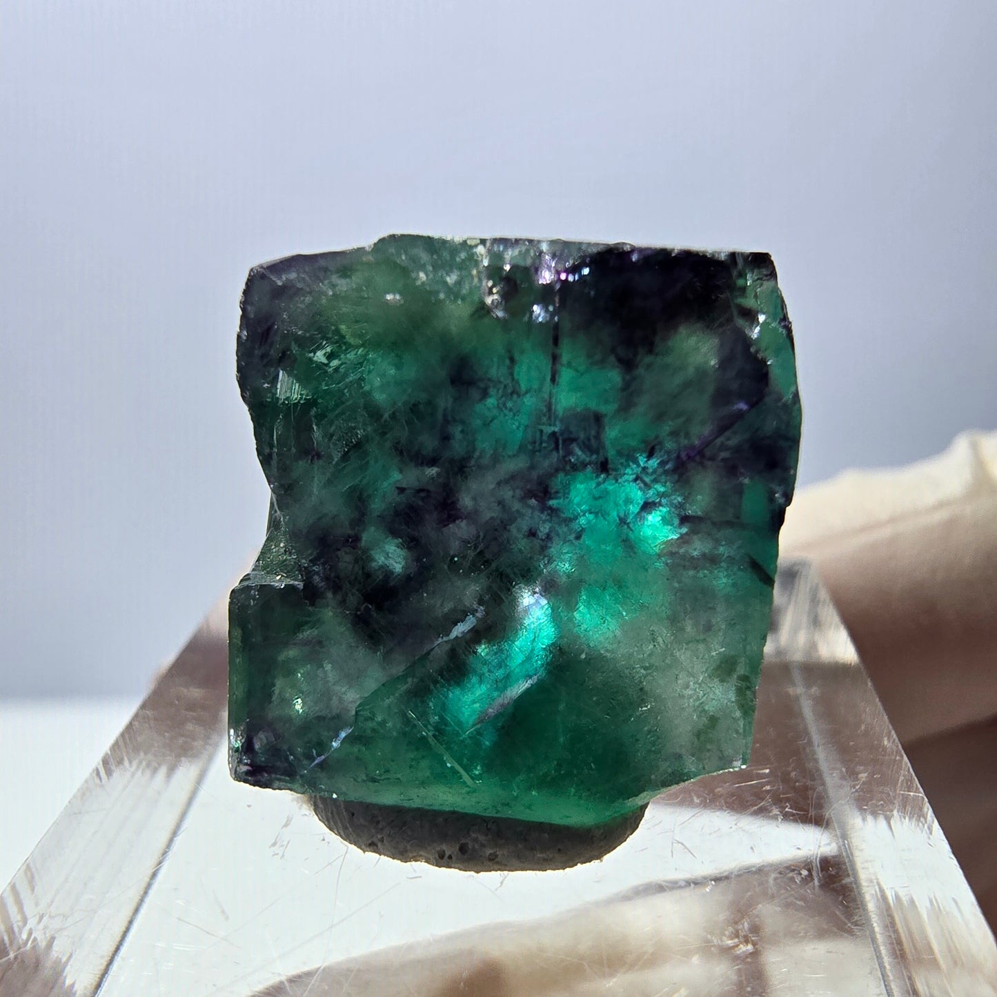Phantom Fluorit Würfel Stufe, parkettiert grün lila Okorusu, Namibia 18*16*15mm