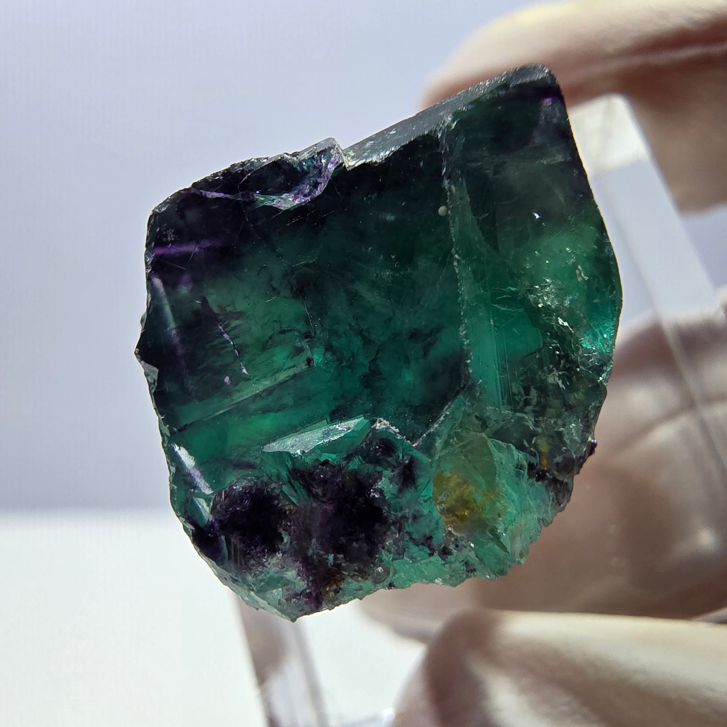 Phantom Fluorit Würfel Stufe, parkettiert grün lila Okorusu, Namibia 18*16*15mm