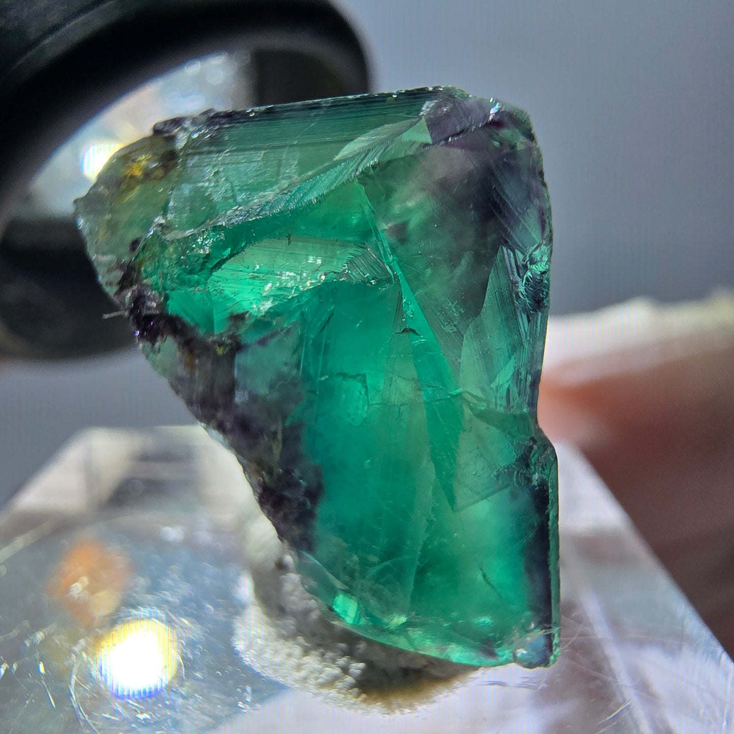 Phantom Fluorit Würfel Stufe, parkettiert grün lila Okorusu, Namibia 18*16*15mm