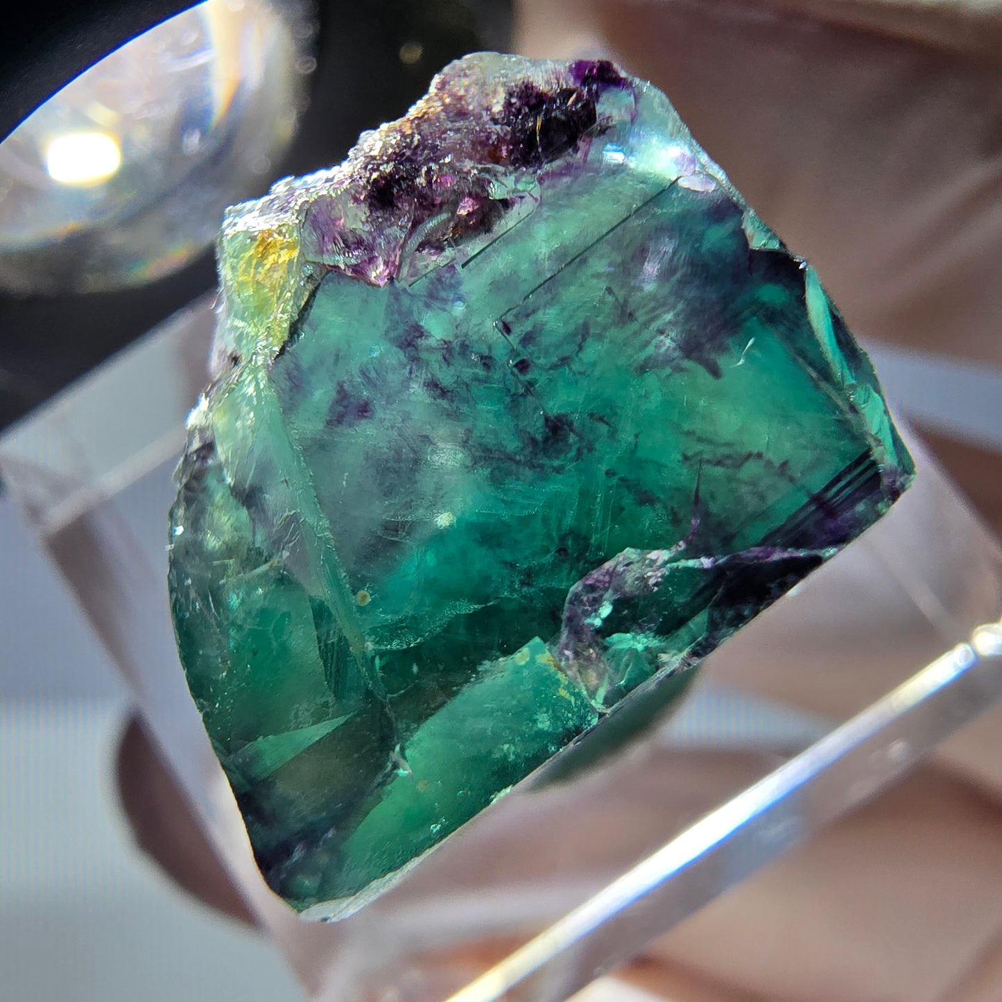 Phantom Fluorit Würfel Stufe, parkettiert grün lila Okorusu, Namibia 18*16*15mm