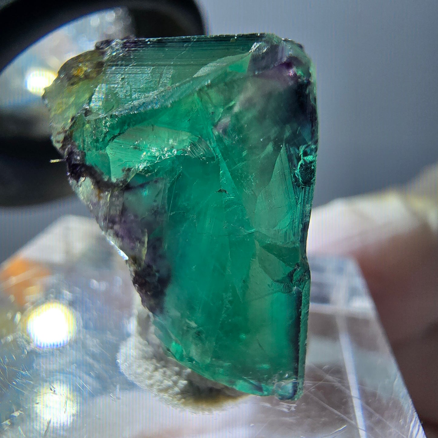 Phantom Fluorit Würfel Stufe, parkettiert grün lila Okorusu, Namibia 18*16*15mm