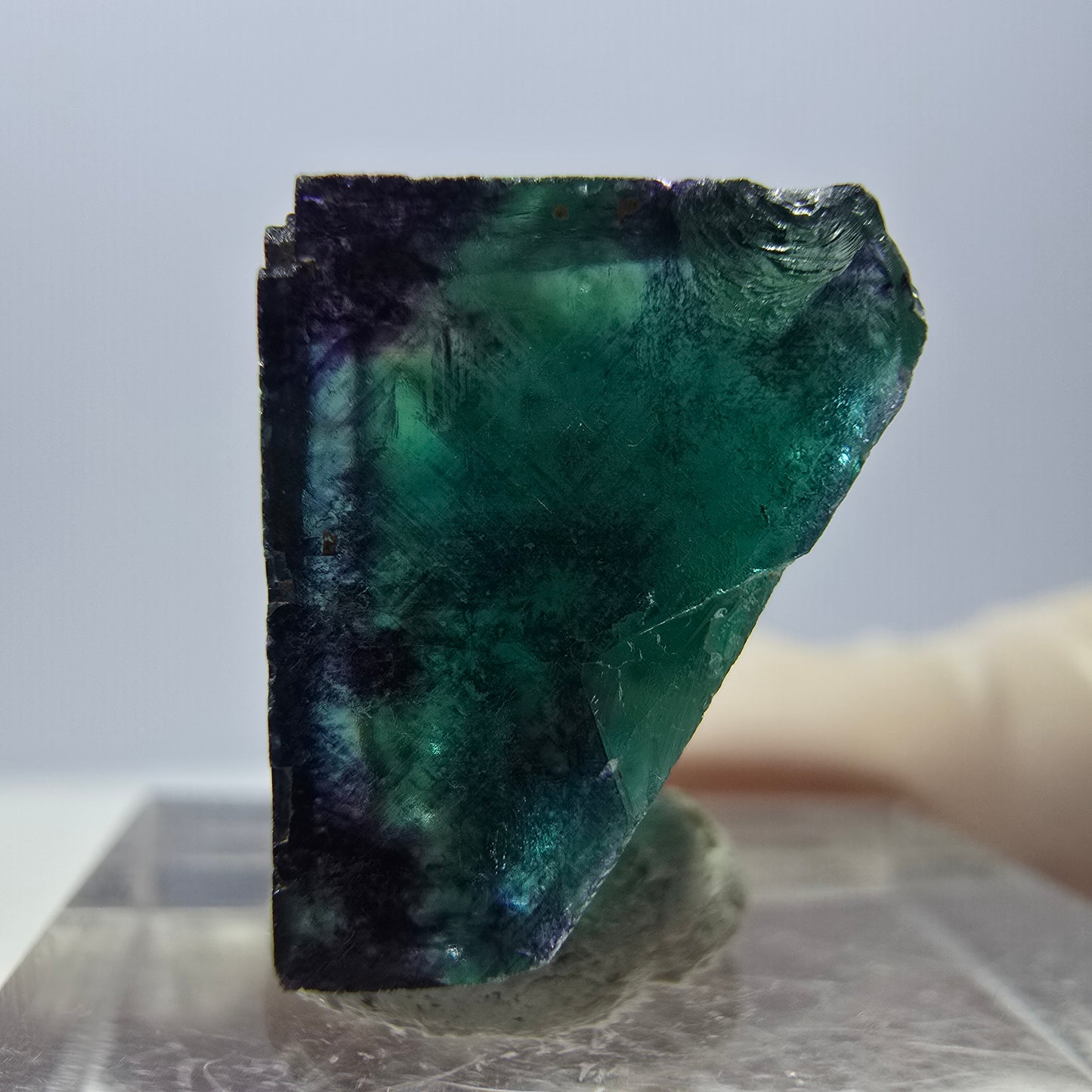Phantom Fluorit Würfel Stufe, parkettiert grün lila Okorusu, Namibia 18*15*13mm