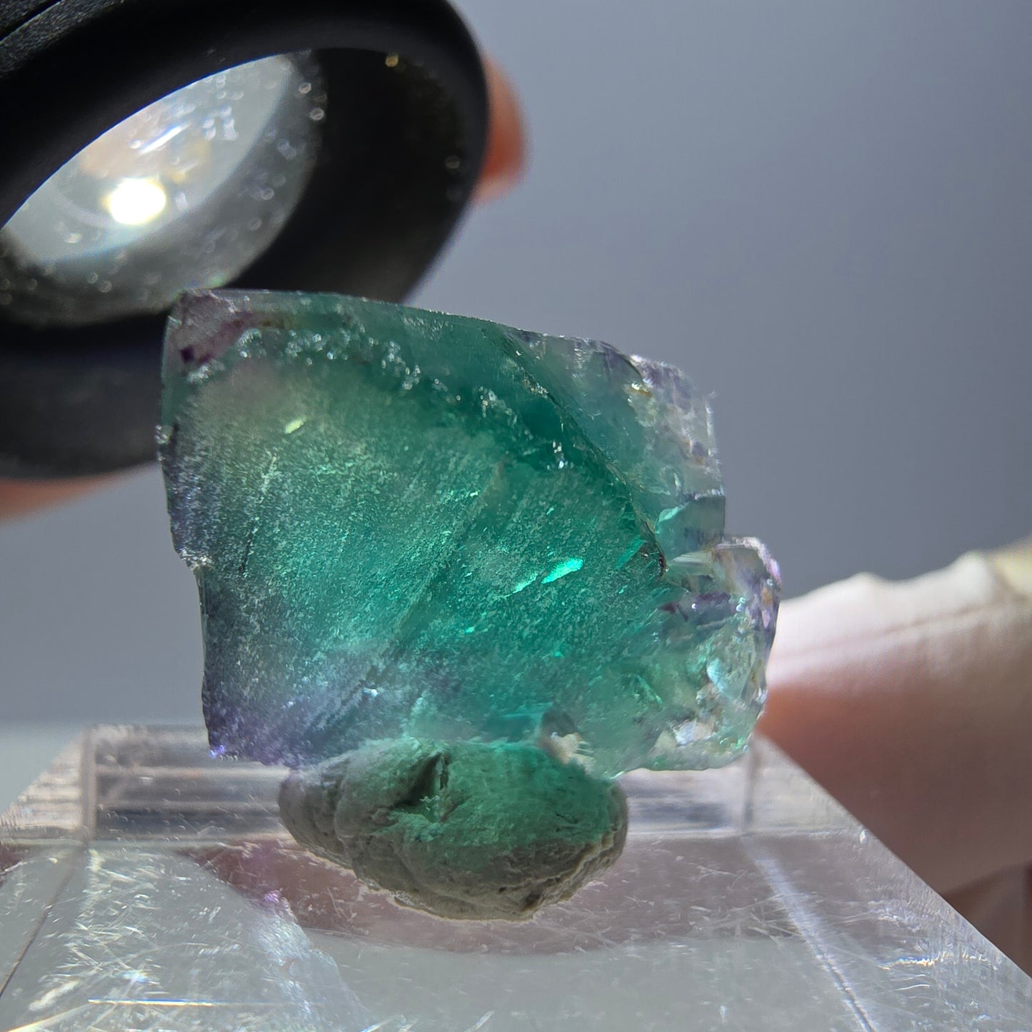 Phantom Fluorit Würfel Stufe, parkettiert grün lila Okorusu, Namibia 18*15*13mm
