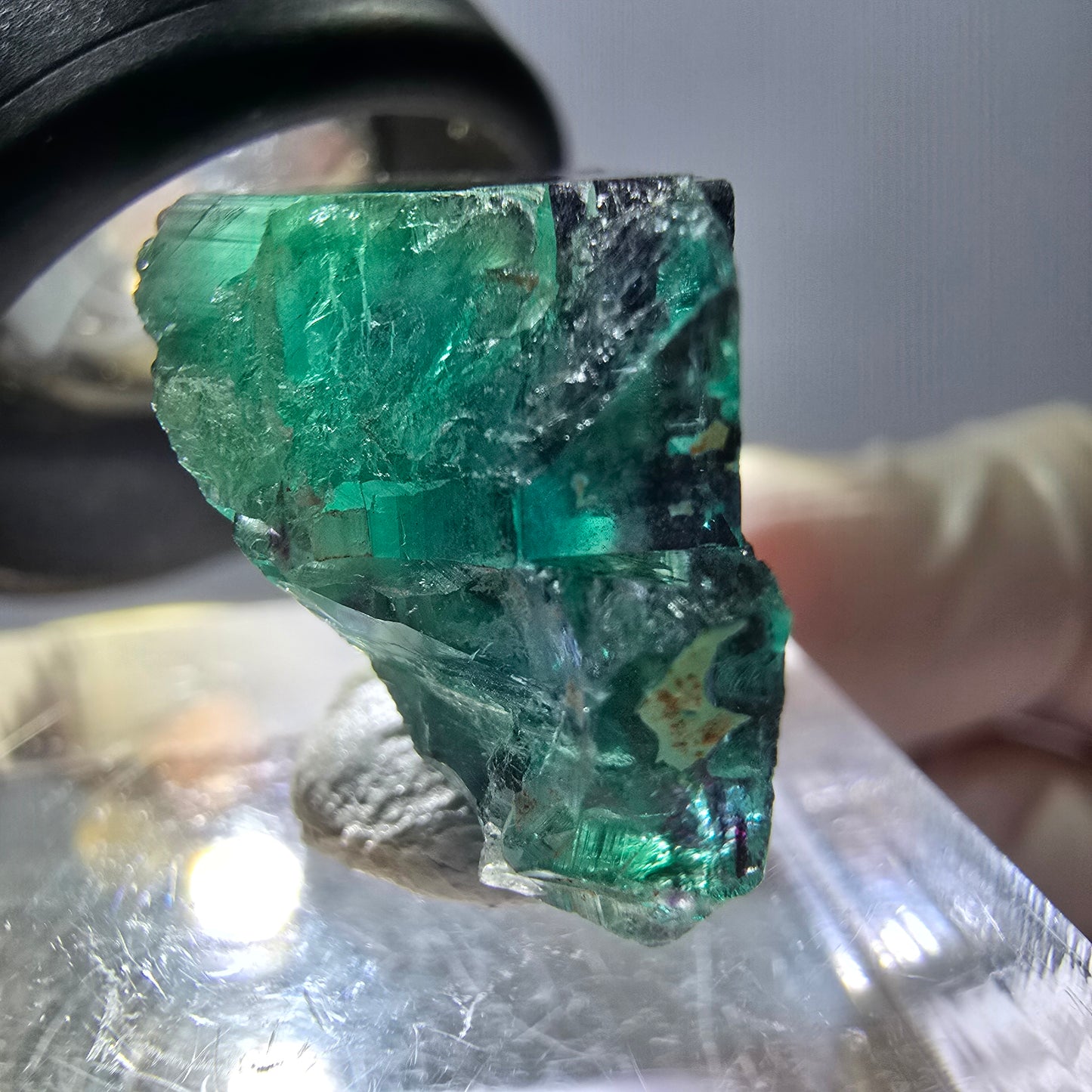 Phantom Fluorit Würfel Stufe, parkettiert grün lila Okorusu, Namibia 18*15*13mm