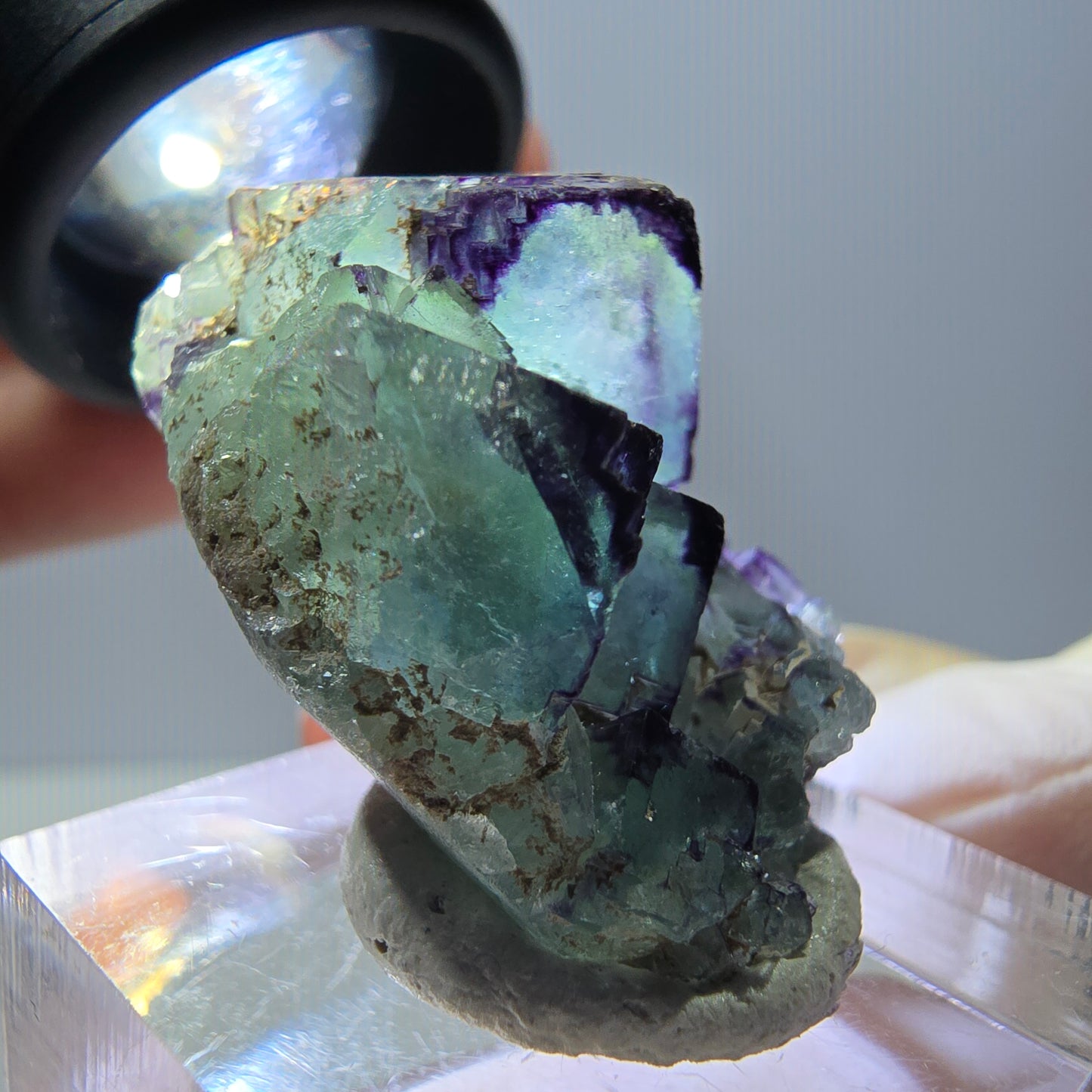 Phantom Fluorit Würfel Stufe, parkettiert, zonal Okorusu, Namibia 28*24*18mm