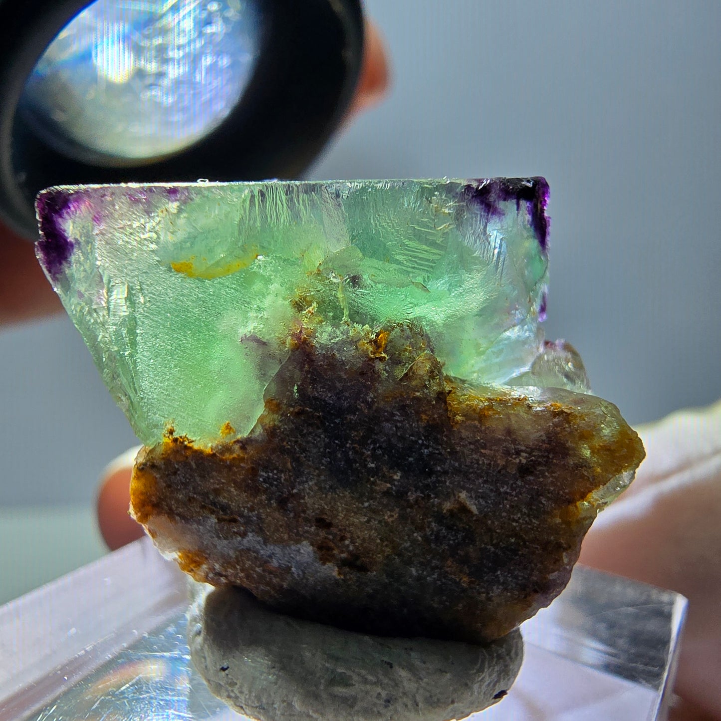Phantom Fluorit Würfel Stufe, parkettiert, zonal Okorusu, Namibia 25*21*18mm