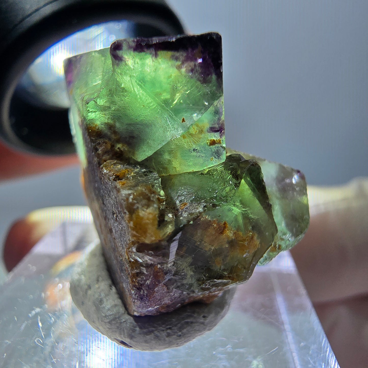 Phantom Fluorit Würfel Stufe, parkettiert, zonal Okorusu, Namibia 25*21*18mm