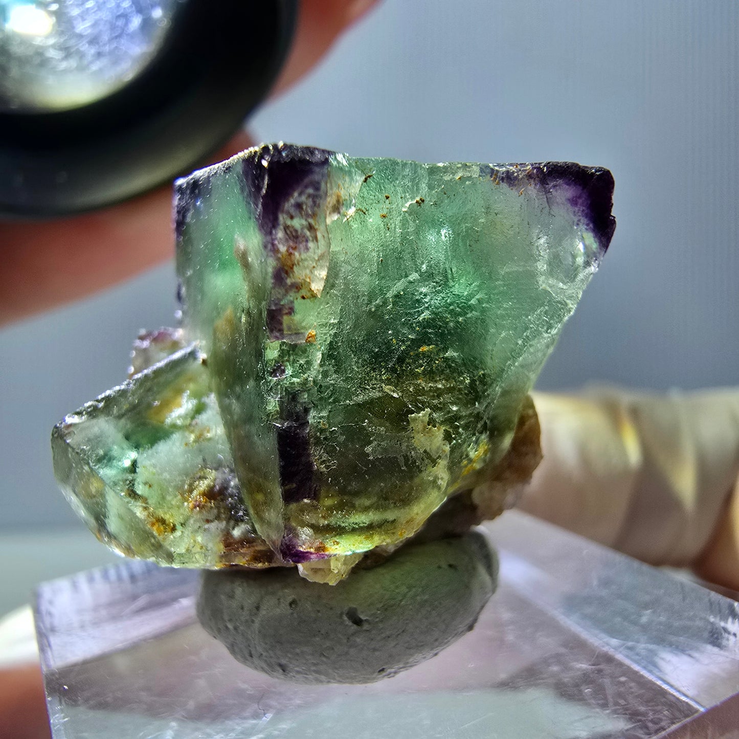 Phantom Fluorit Würfel Stufe, parkettiert, zonal Okorusu, Namibia 25*21*18mm