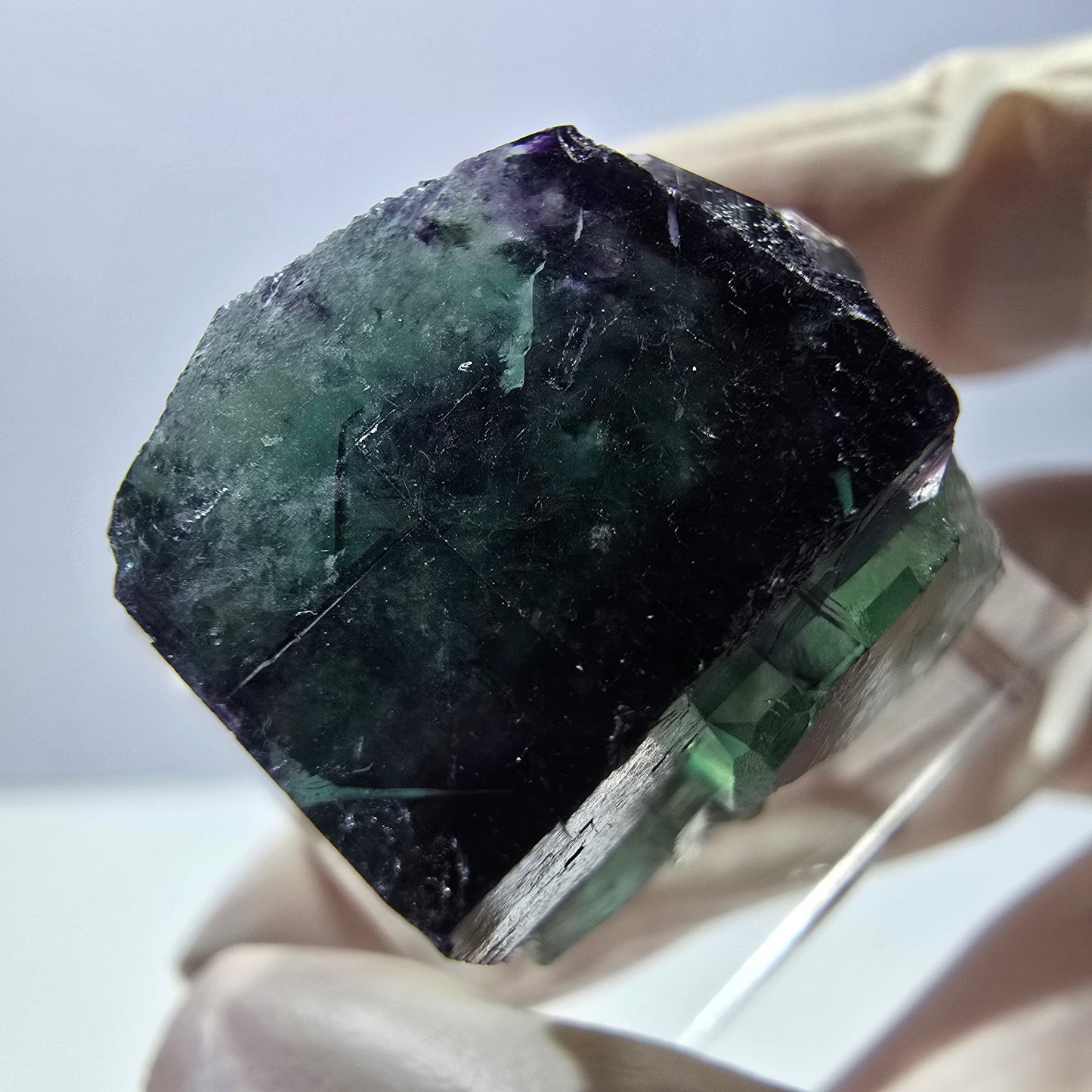 Phantom Fluorit Würfel Stufe, parkettiert grün lila Okorusu, Namibia 23*23*15mm