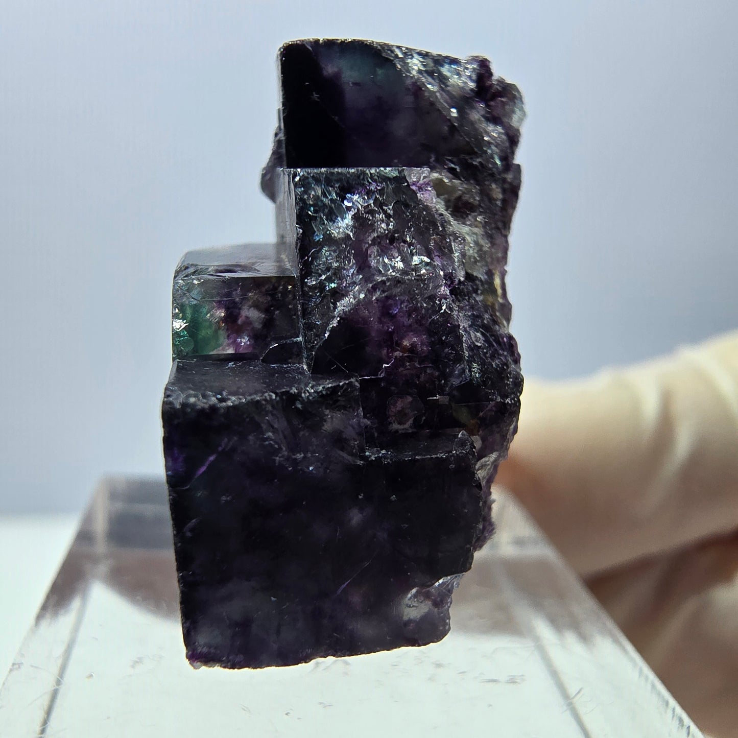 Phantom Fluorit Würfel Stufe, parkettiert grün lila Okorusu, Namibia 27*24*17mm