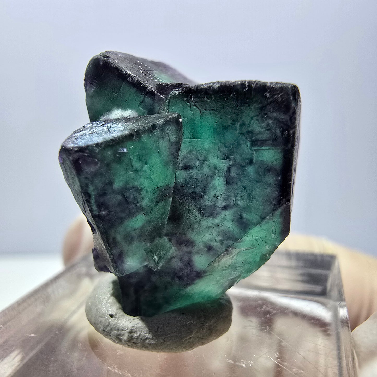 Phantom Fluorit Würfel Stufe, parkettiert grün lila Okorusu, Namibia 25*21*20mm