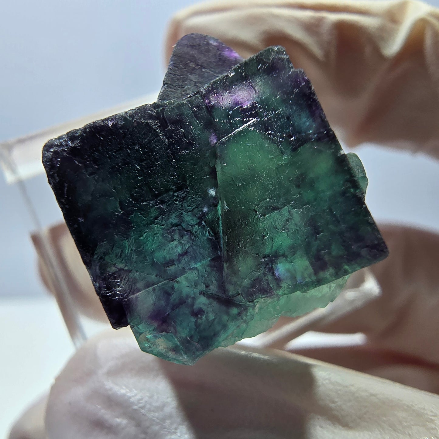 Phantom Fluorit Würfel Stufe, parkettiert grün lila Okorusu, Namibia 25*21*20mm