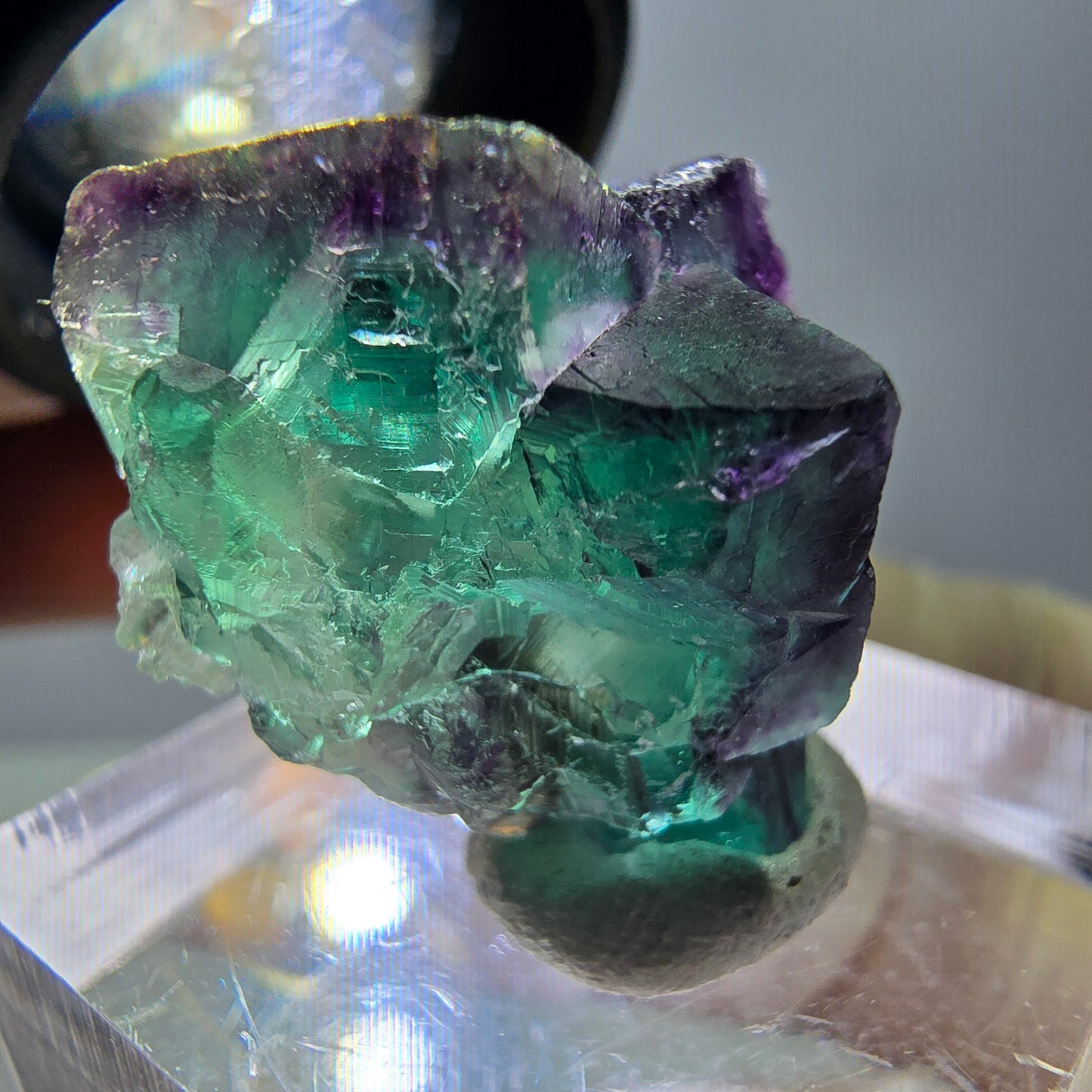 Phantom Fluorit Würfel Stufe, parkettiert grün lila Okorusu, Namibia 25*21*20mm