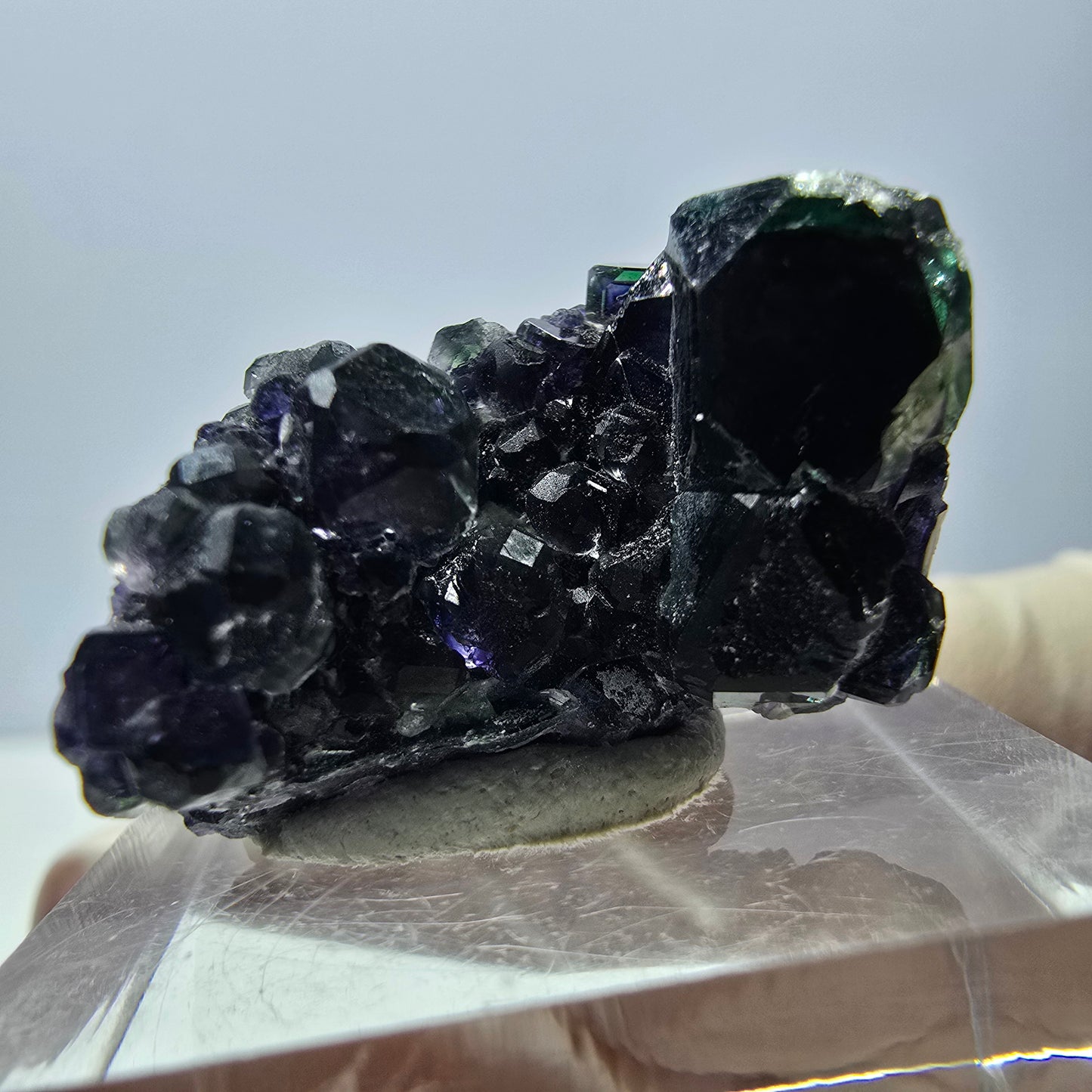 Phantom Fluorit Würfel Stufe, grün lila Okorusu, Namibia 24*19*16mm