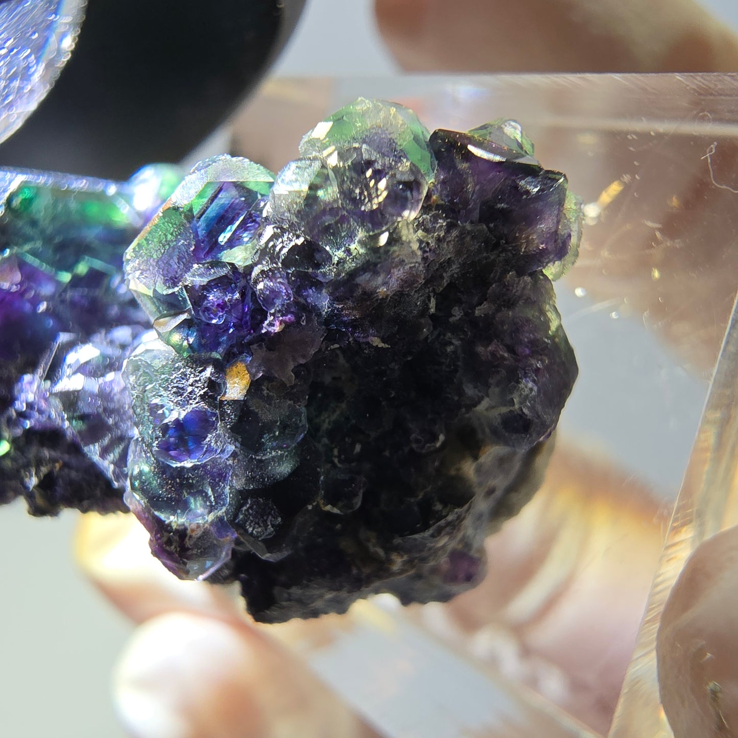 Phantom Fluorit Würfel Stufe, grün lila Okorusu, Namibia 24*19*16mm